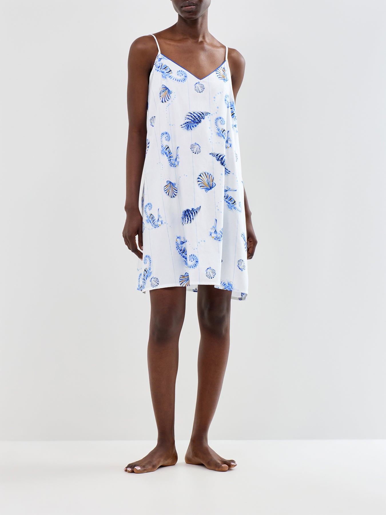 Sea Horse Stripe Short Nightdress Blue