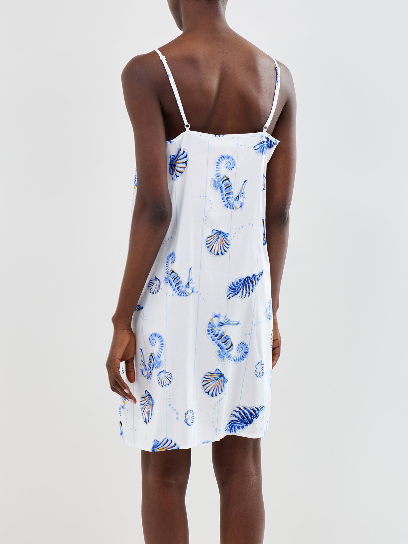 Sea Horse Stripe Short Nightdress Blue