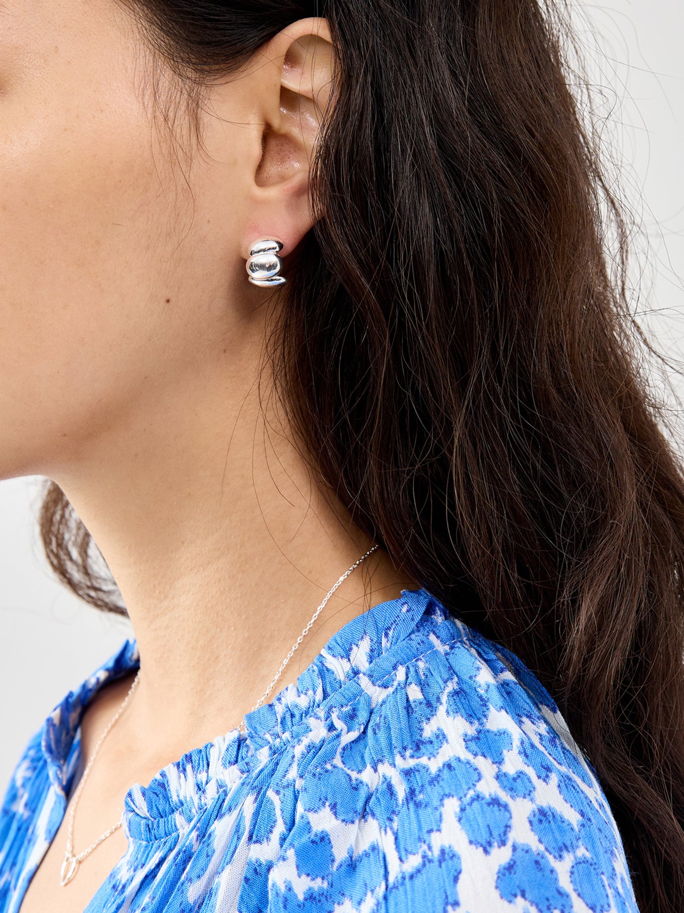 Melia Chunky Hoop Earrings Silver