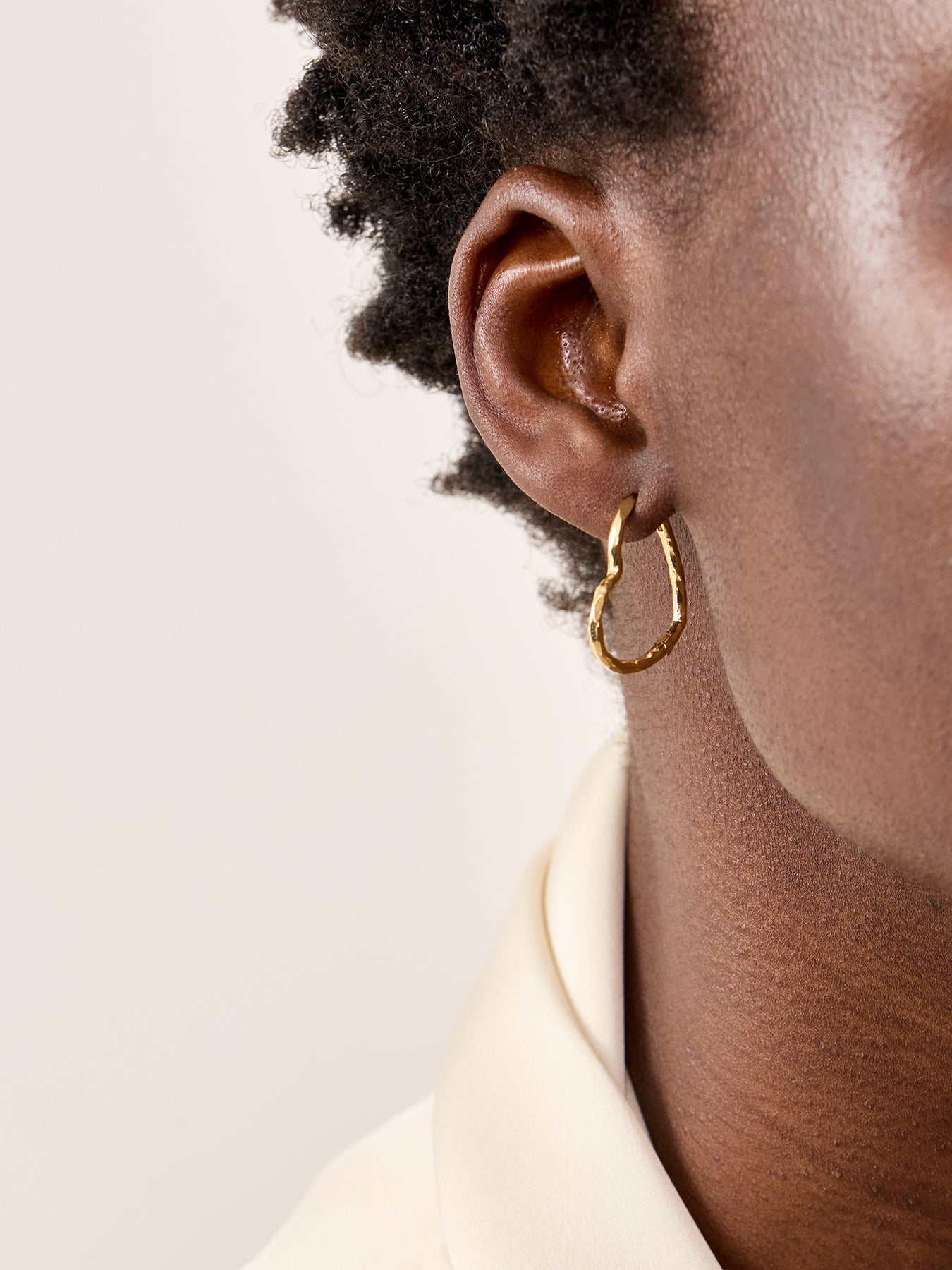 Organic Heart Hoop Earrings Gold