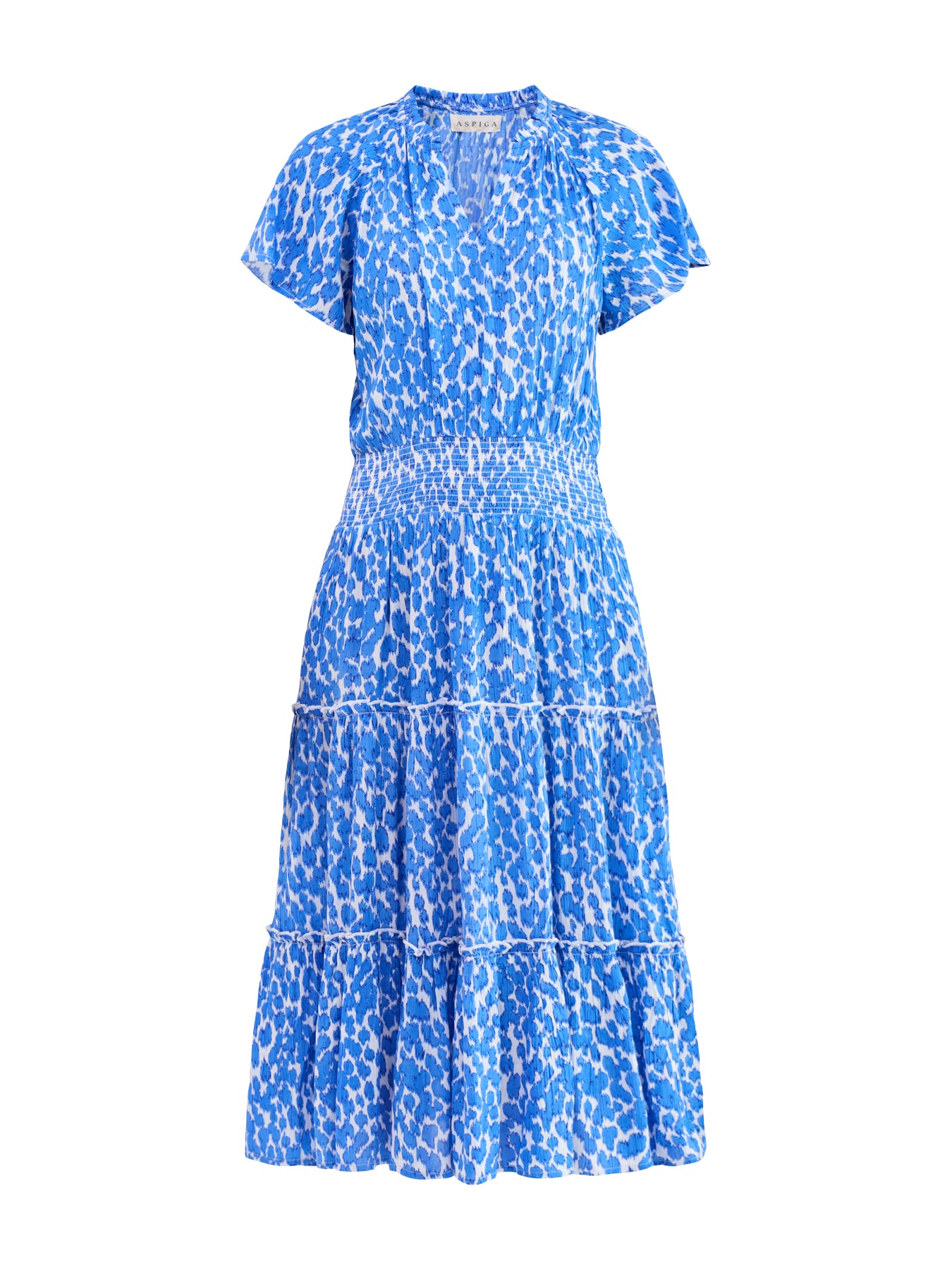 Riley Viscose Crinkle Midi Dress Blue
