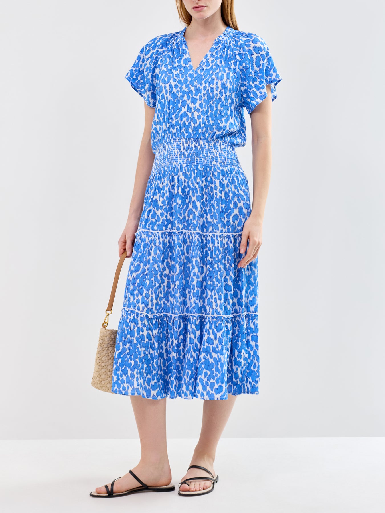 Riley Viscose Crinkle Midi Dress Blue