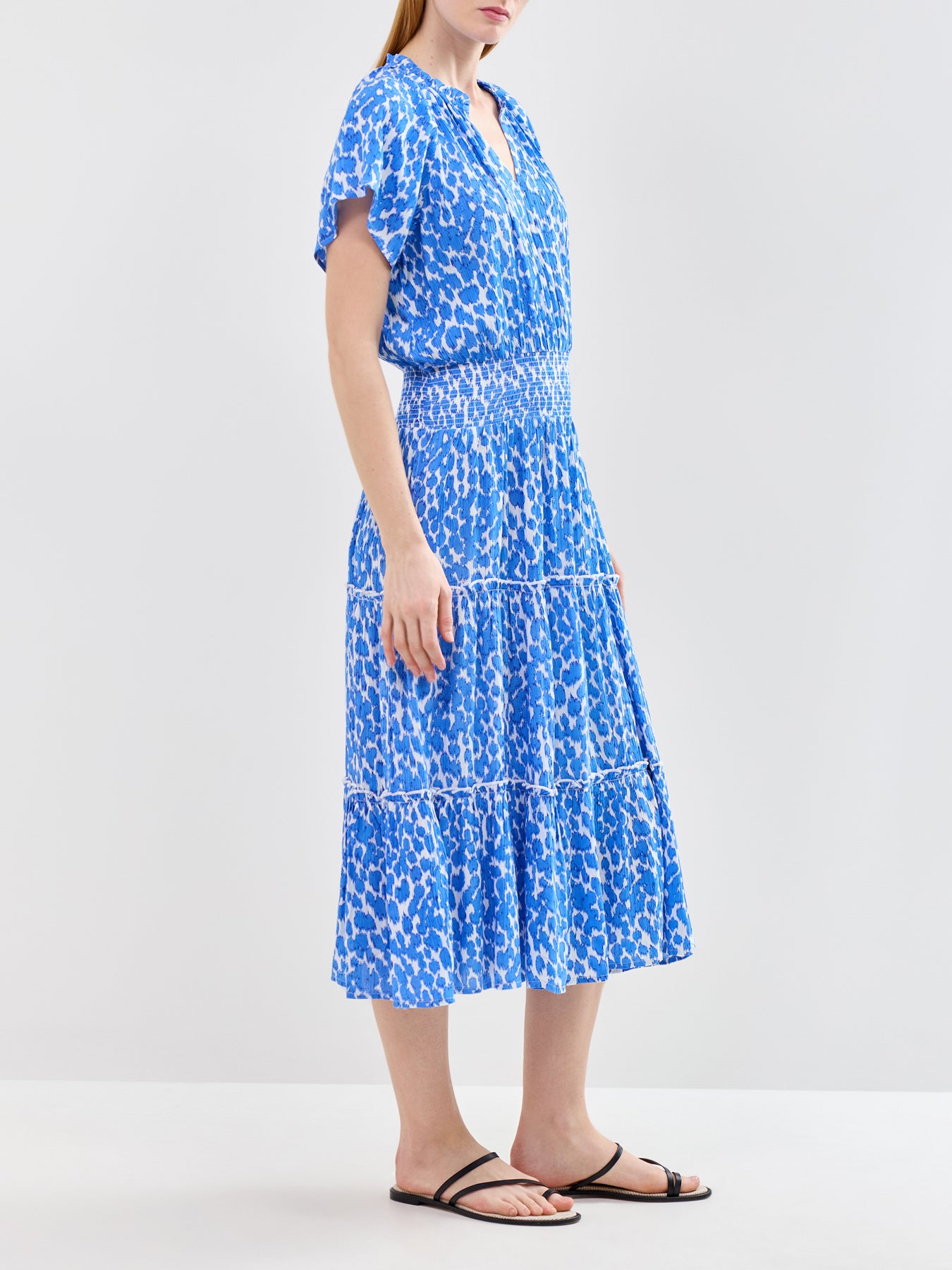 Riley Viscose Crinkle Midi Dress Blue
