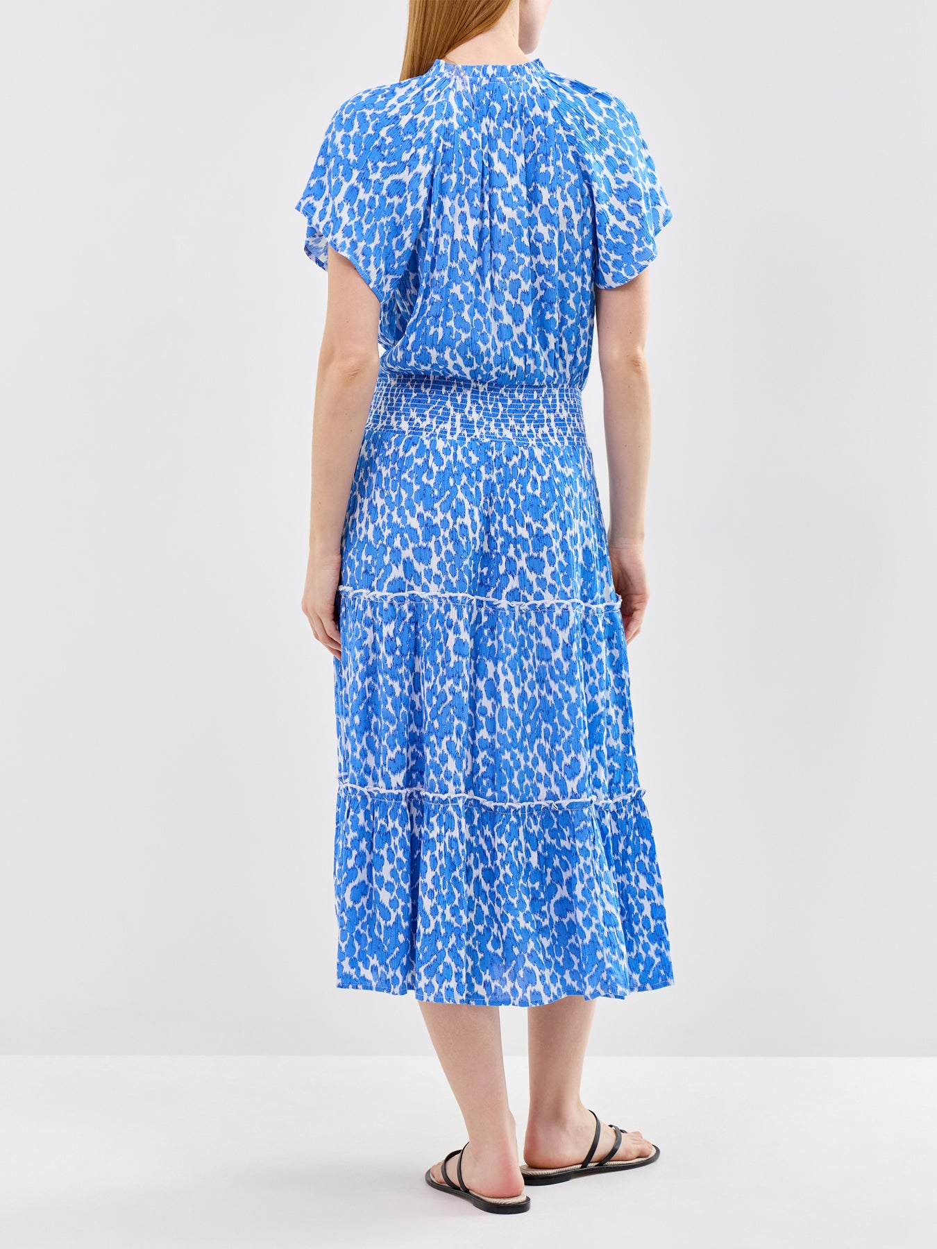 Riley Viscose Crinkle Midi Dress Blue