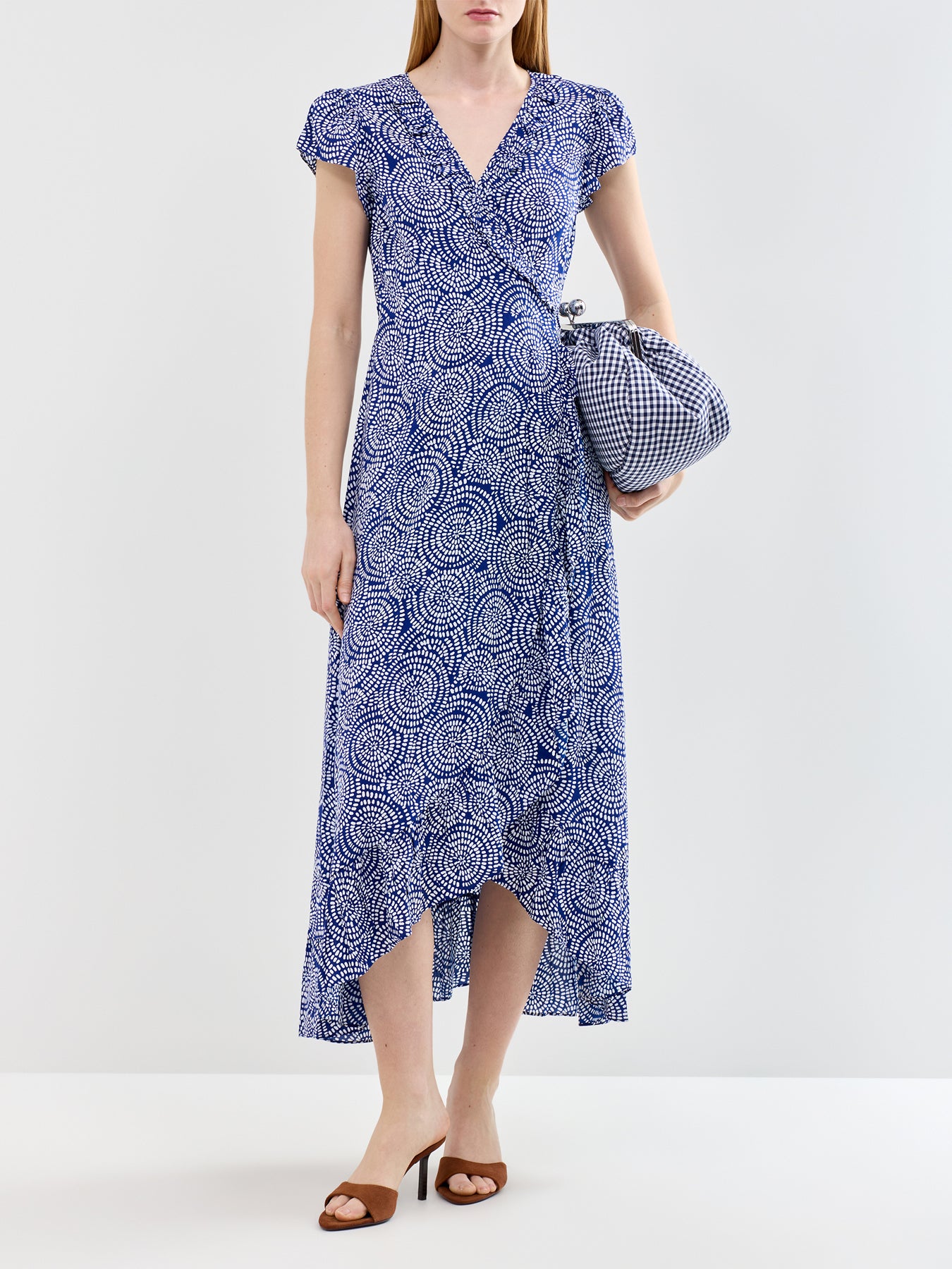 Demi EcoVero Wrap Midi Dress Navy