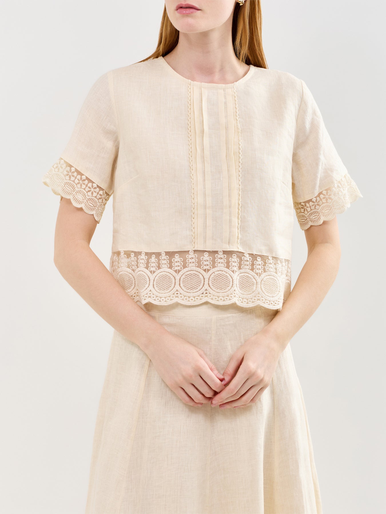 Linen Lace Top Cream