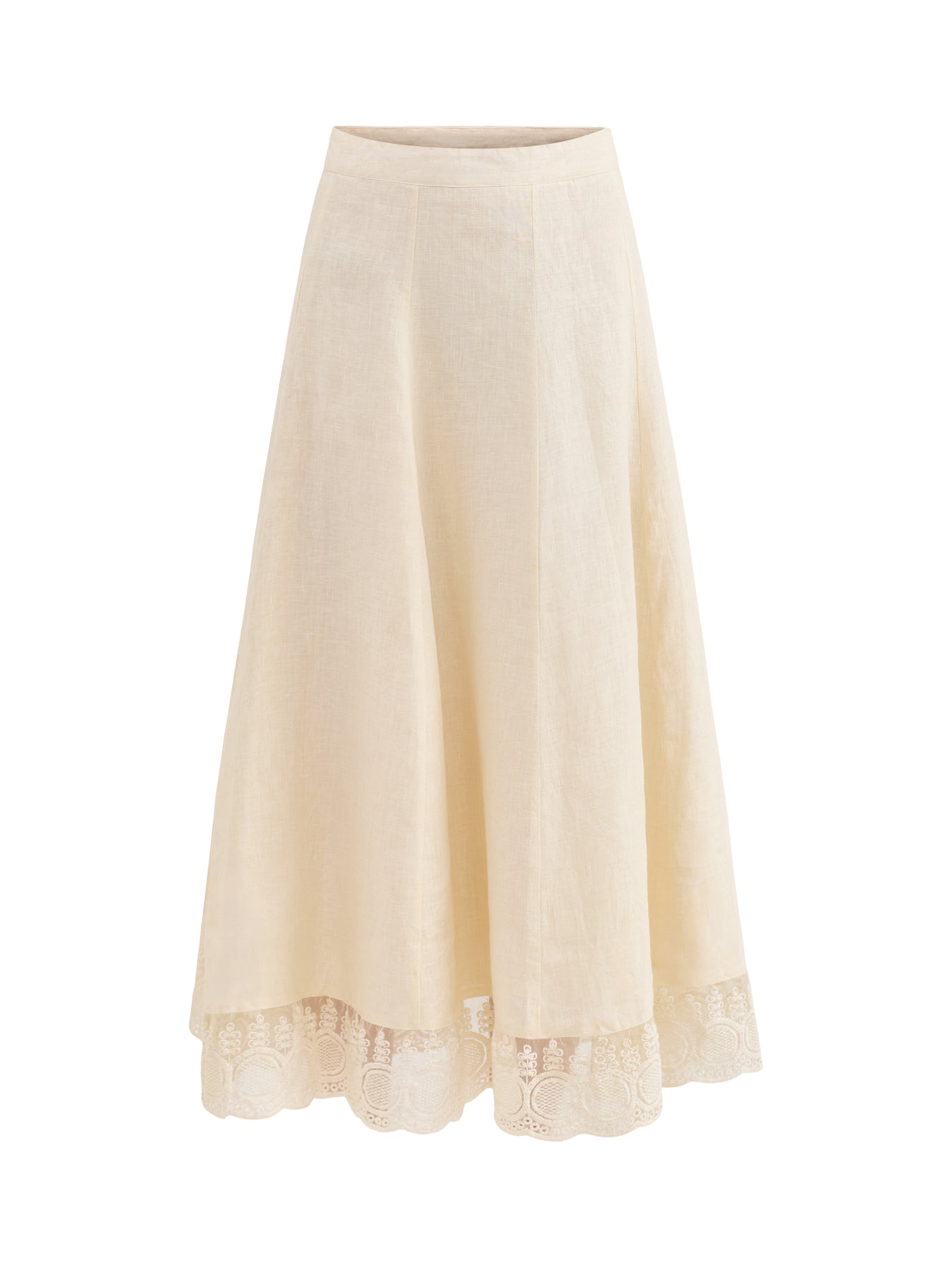 Linen Lace Skirt Cream