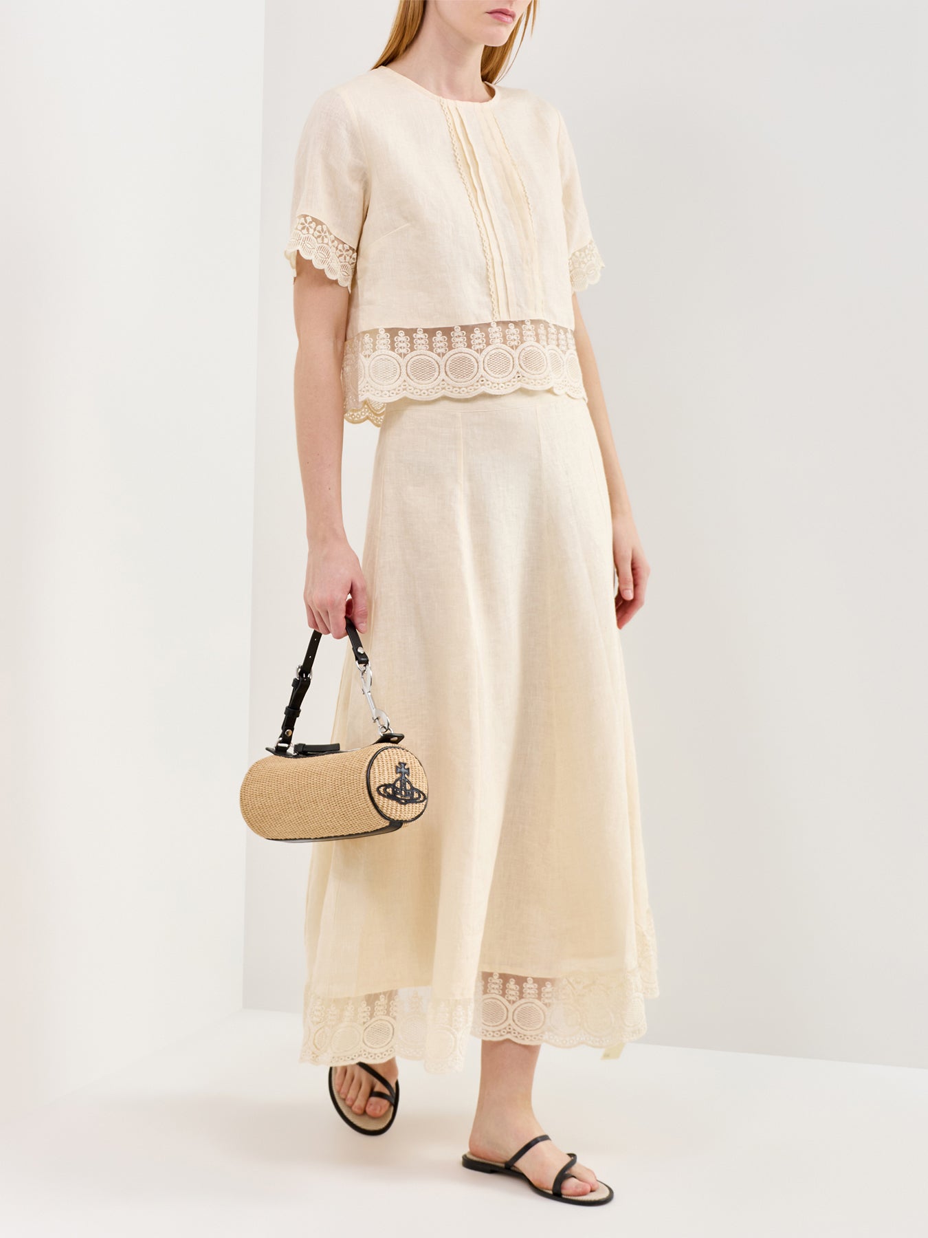 Linen Lace Skirt Cream