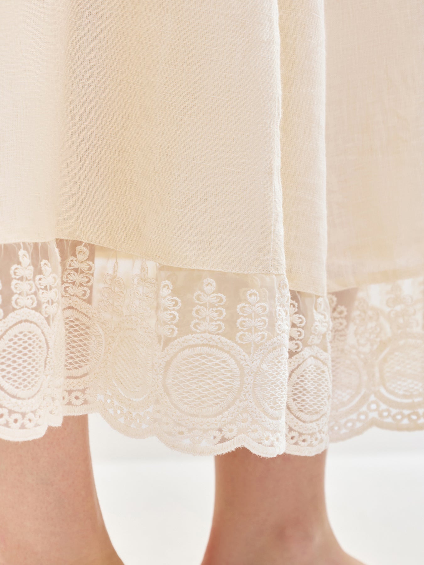 Linen Lace Skirt Cream