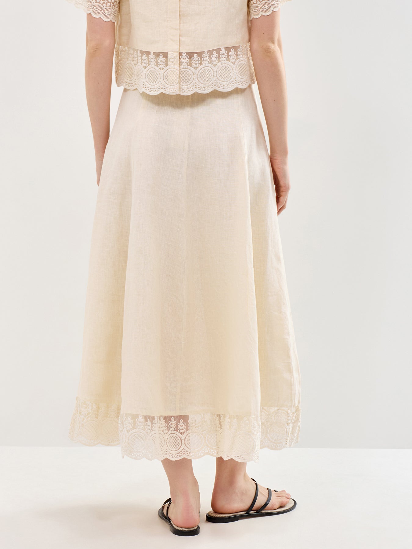 Linen Lace Skirt Cream