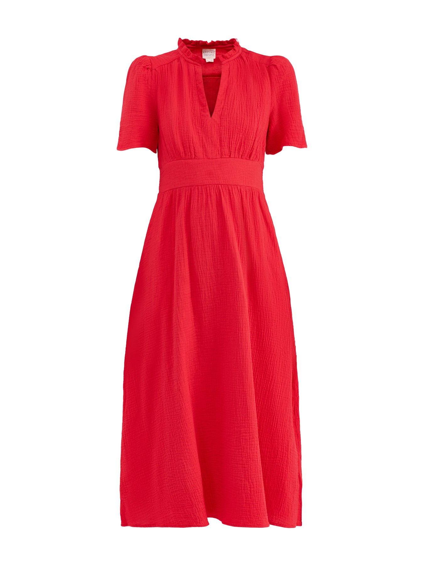 Esha Organic Cotton Cheesecloth Midi Dress Red