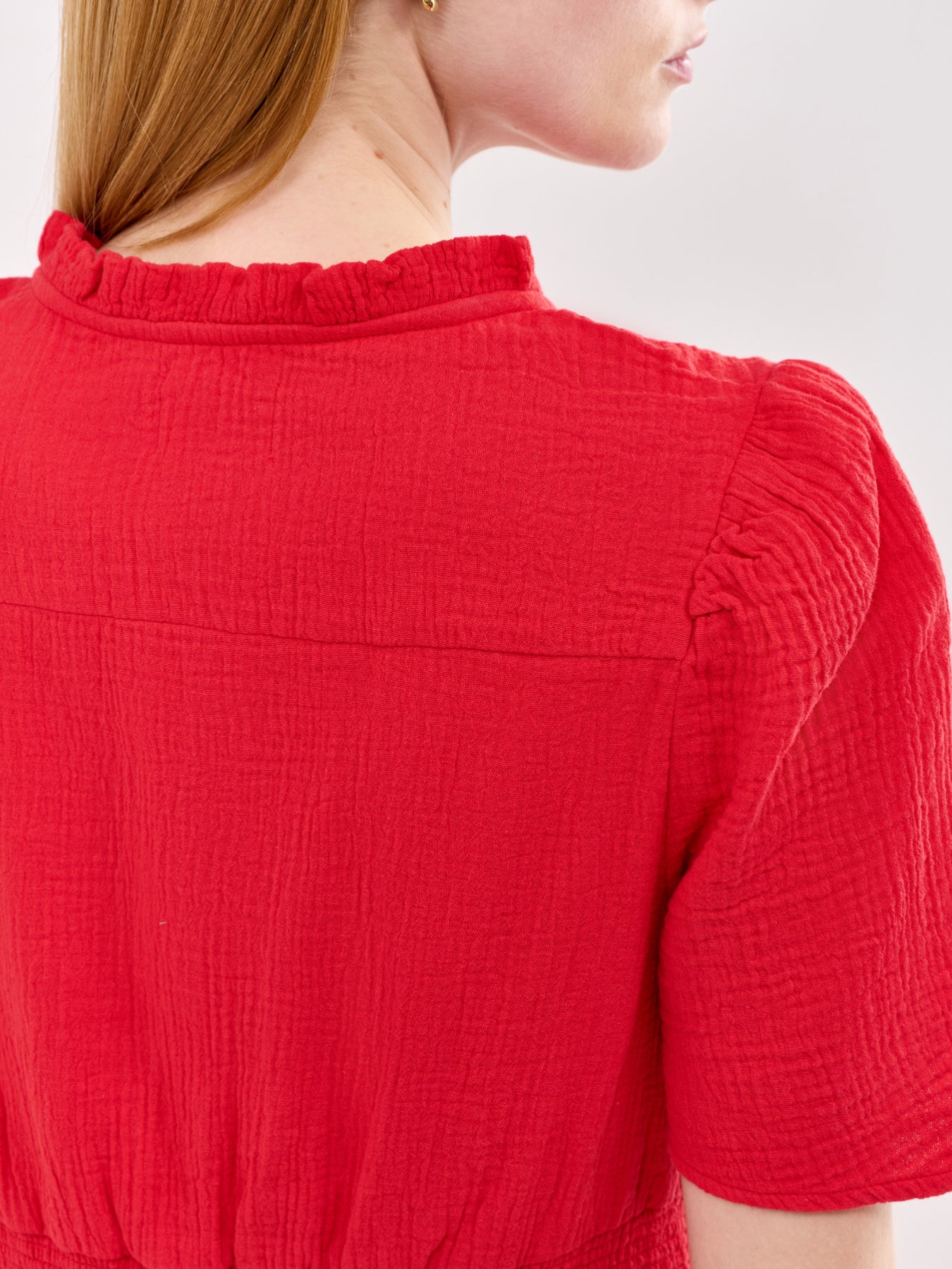 Esha Organic Cotton Cheesecloth Midi Dress Red