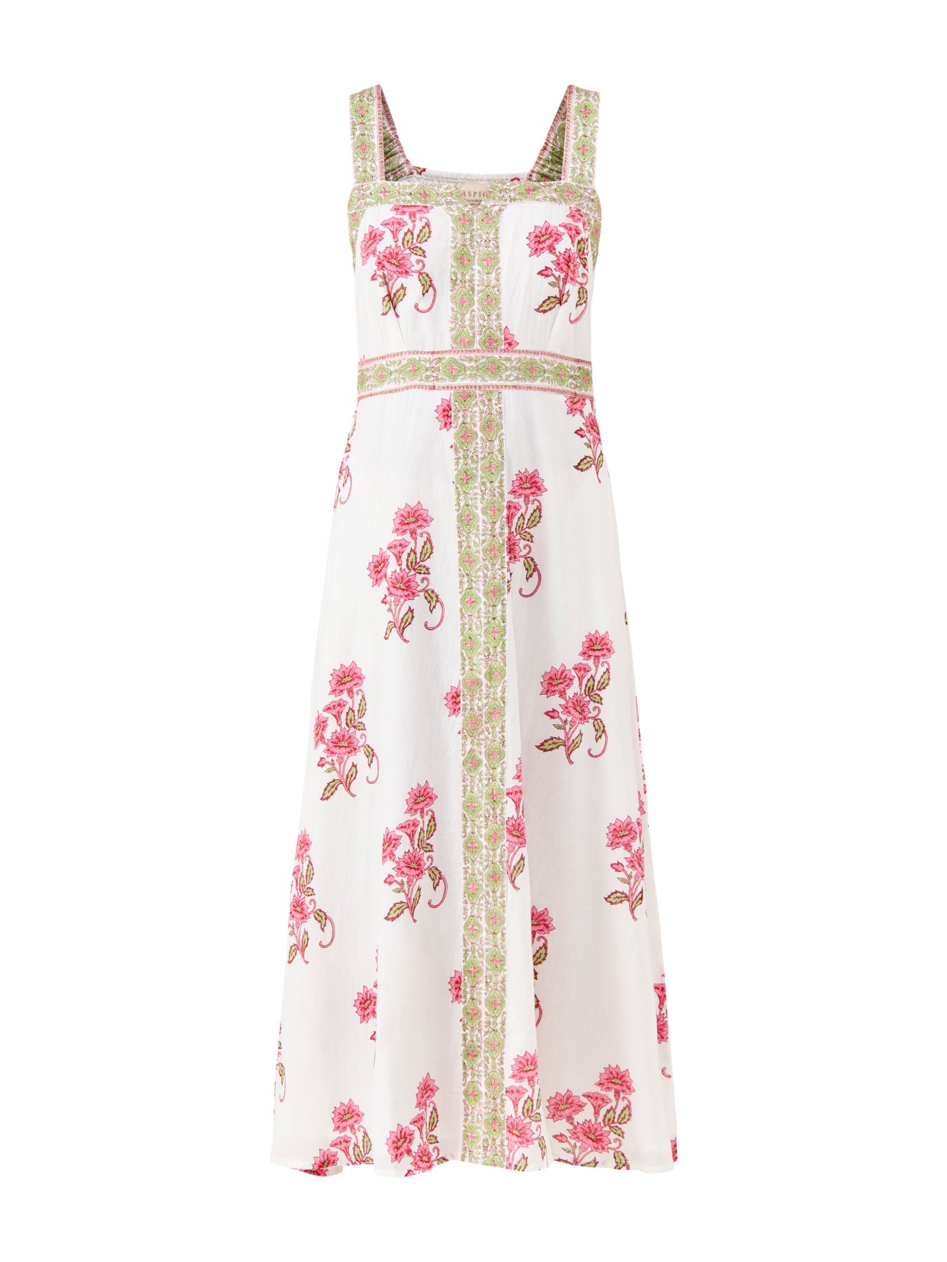 Margaritte Block Print Dress Green Pink