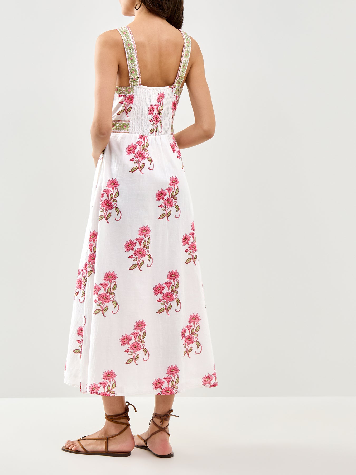 Margaritte Block Print Dress Green Pink