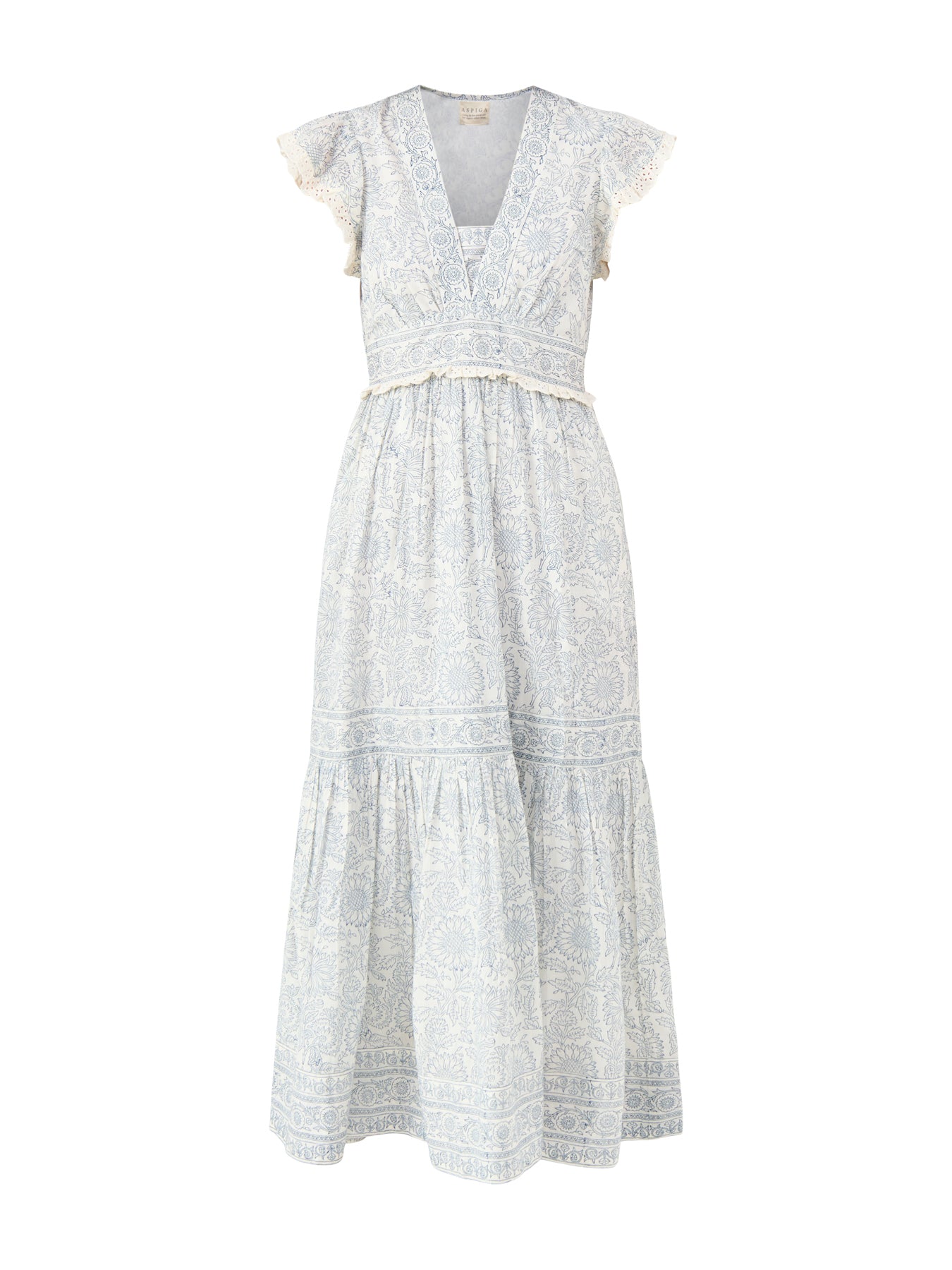 Pippa Block Print Dress Sunflower Ivory Navy