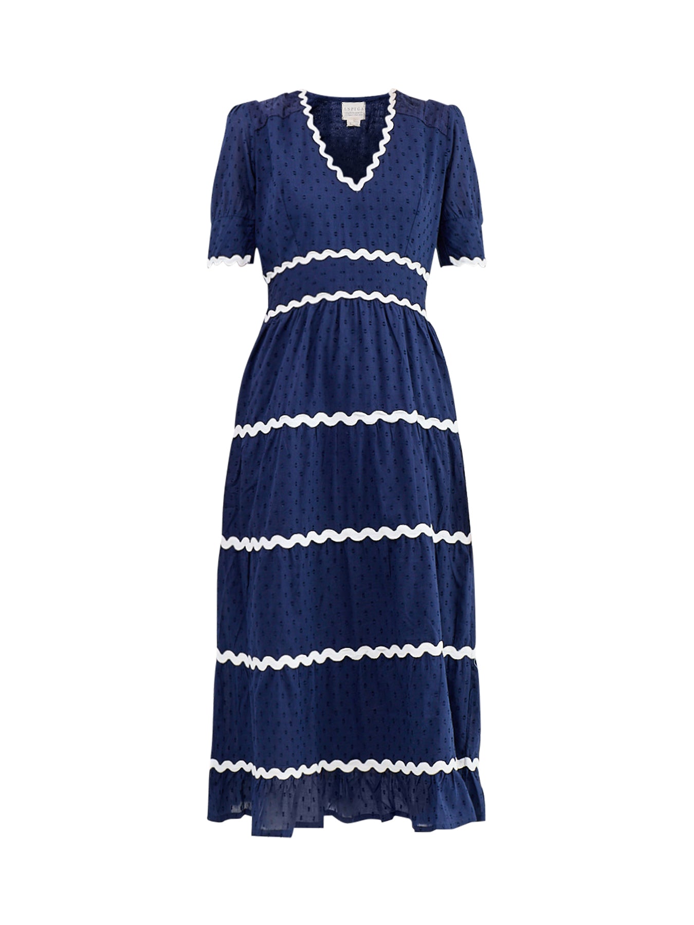 Viola Ric Rac Maxi Dress Navy