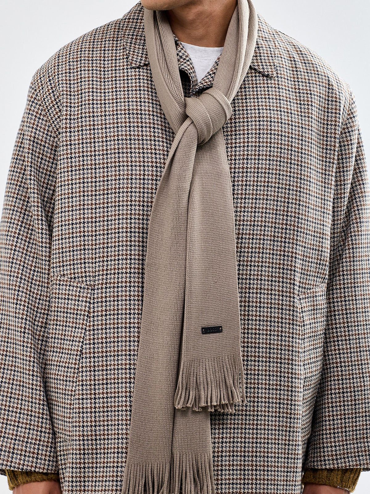 Albas Wool Knitted Scarf Beige