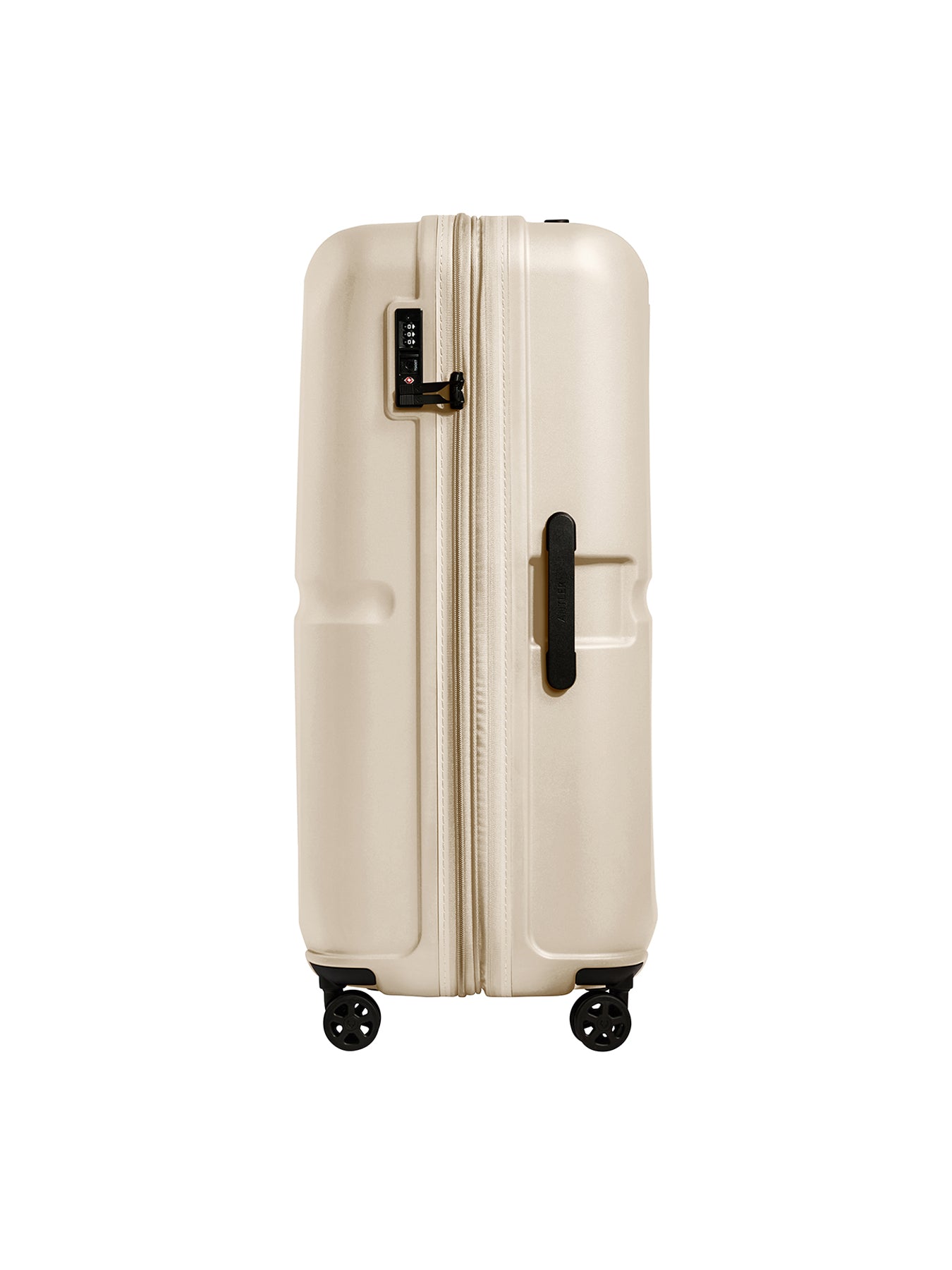 Single Stripe Large Expandable Suitcase Neutral 81cm
