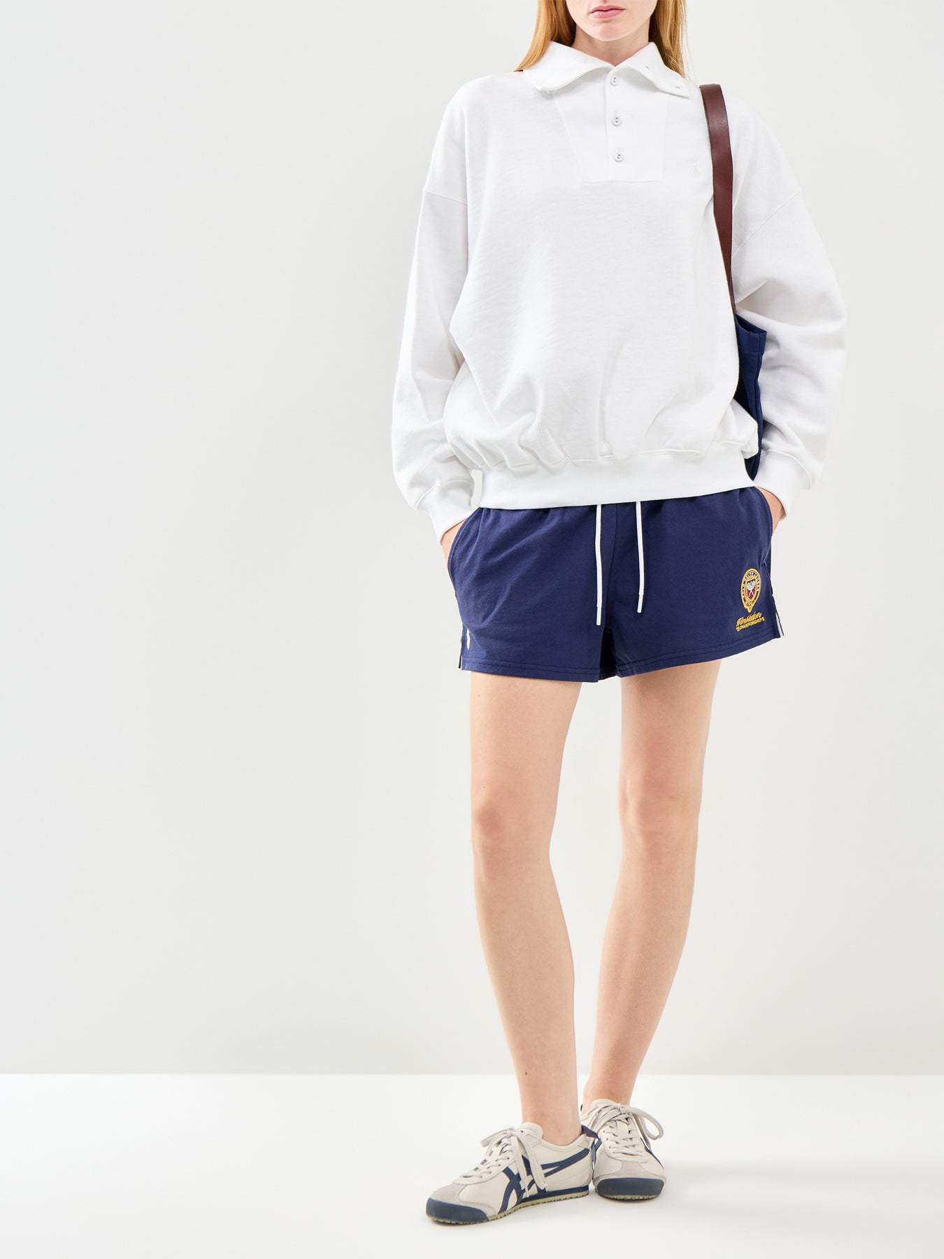 Wimbledon Funnel Neck Logo Fleece White