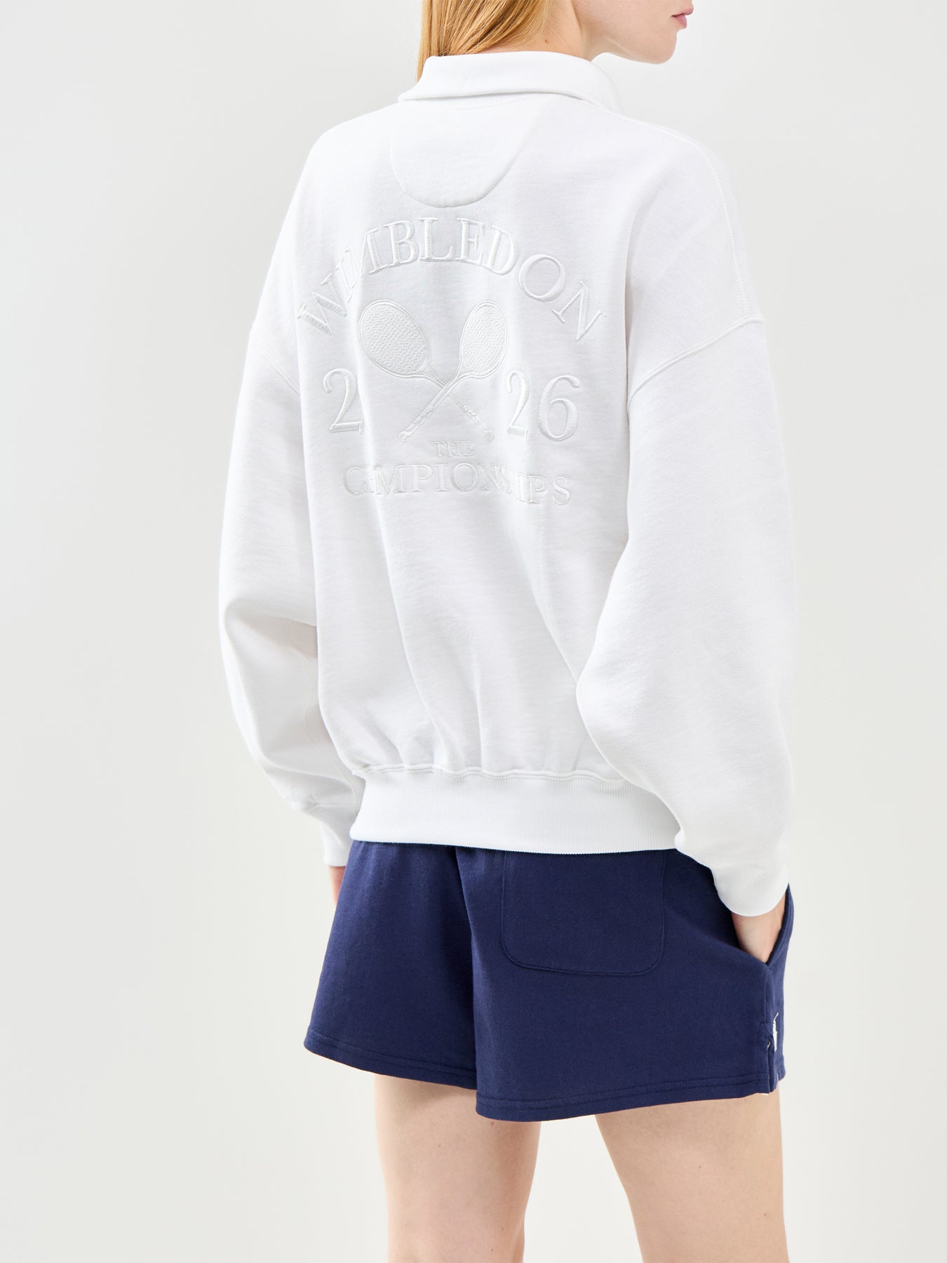 Wimbledon Funnel Neck Logo Fleece White