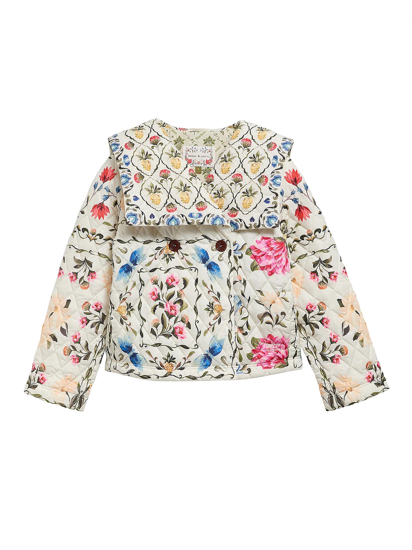 Barbour x Farm Rio Azelia Quilted Jacket Cream