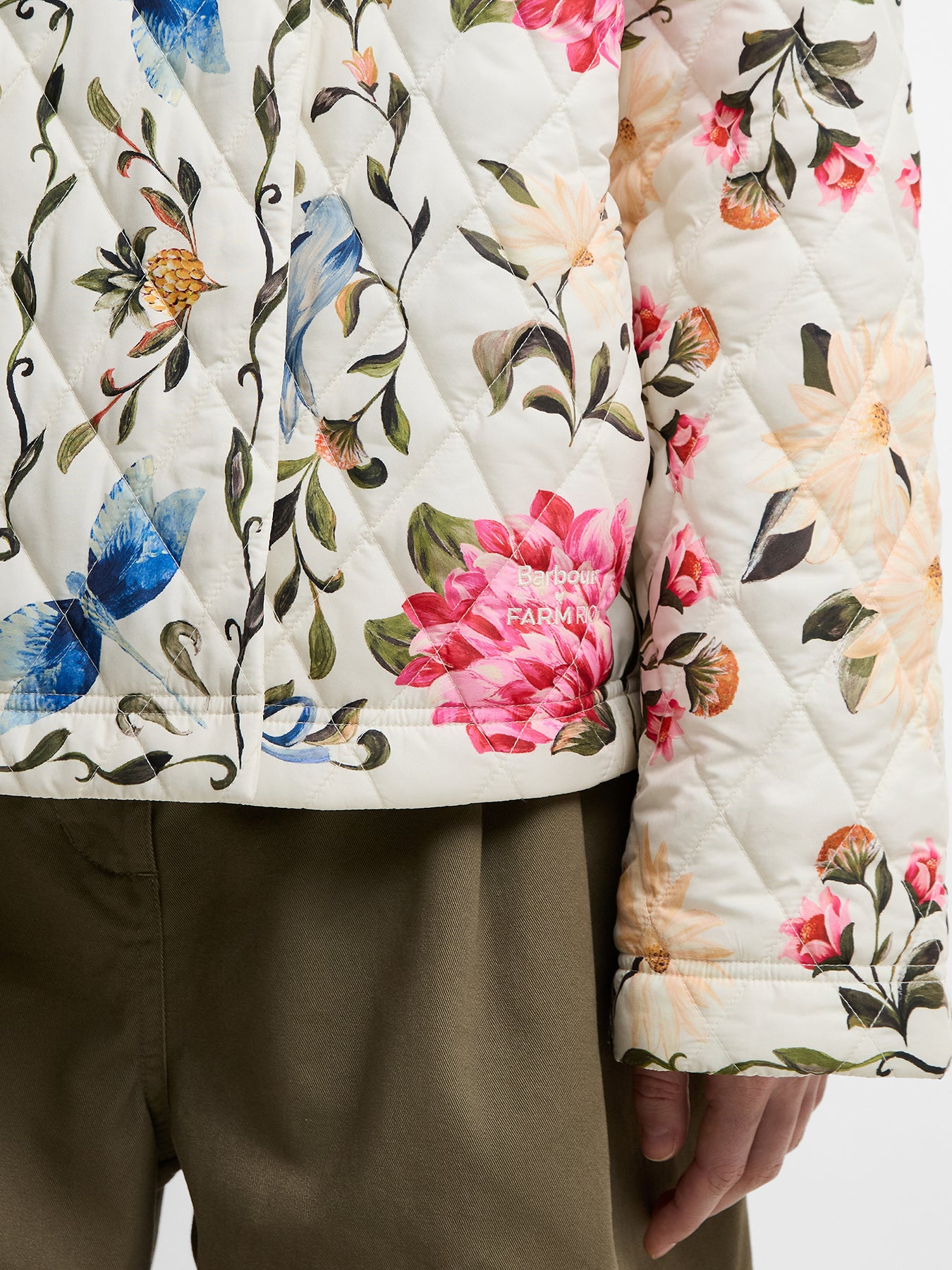 Barbour x Farm Rio Azelia Quilted Jacket Cream