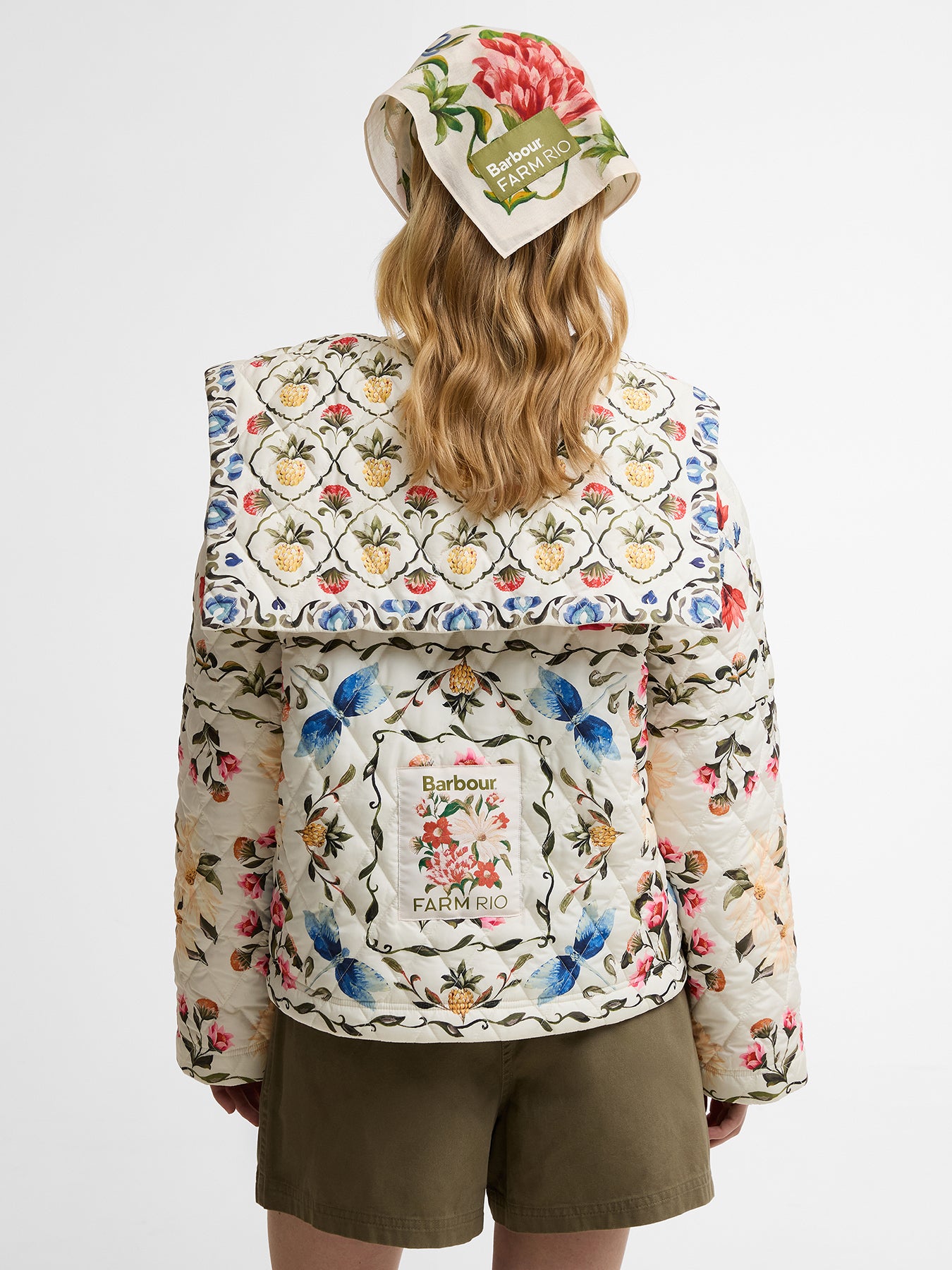 Barbour x Farm Rio Azelia Quilted Jacket Cream