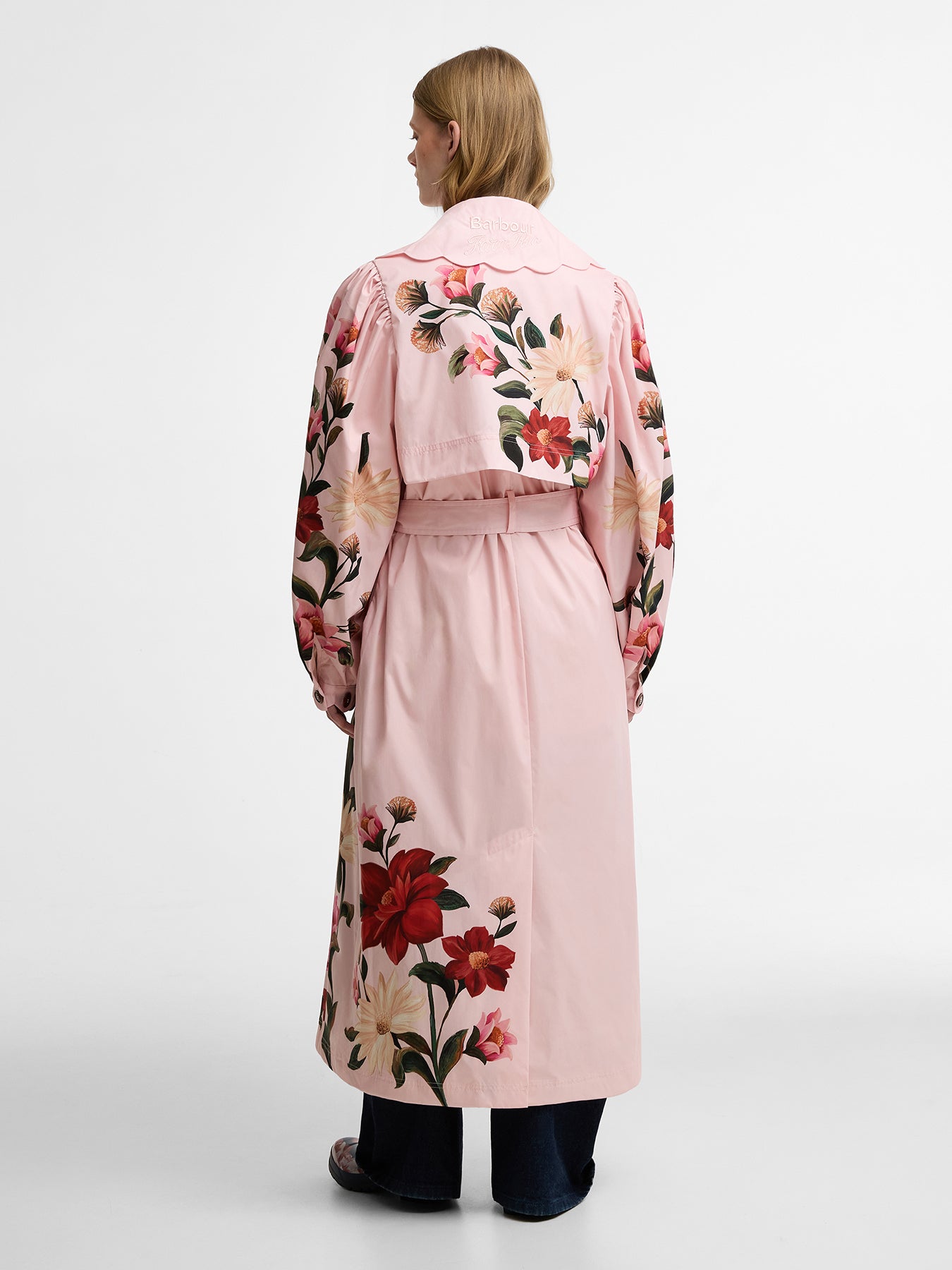 Barbour x Farm Rio Bromelia Showerproof Trench Coat Pink