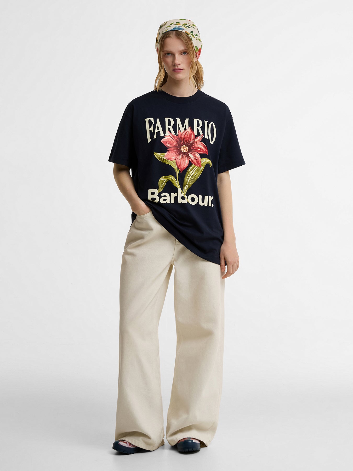 Barbour x Farm Rio Wild Flower T-Shirt Navy