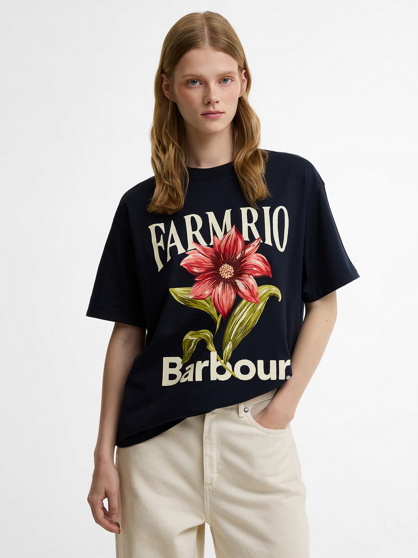 Barbour x Farm Rio Wild Flower T-Shirt Navy