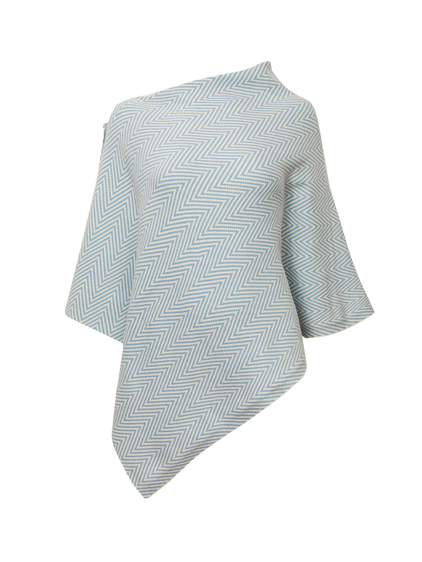 Chevron Button Poncho Pale Blue