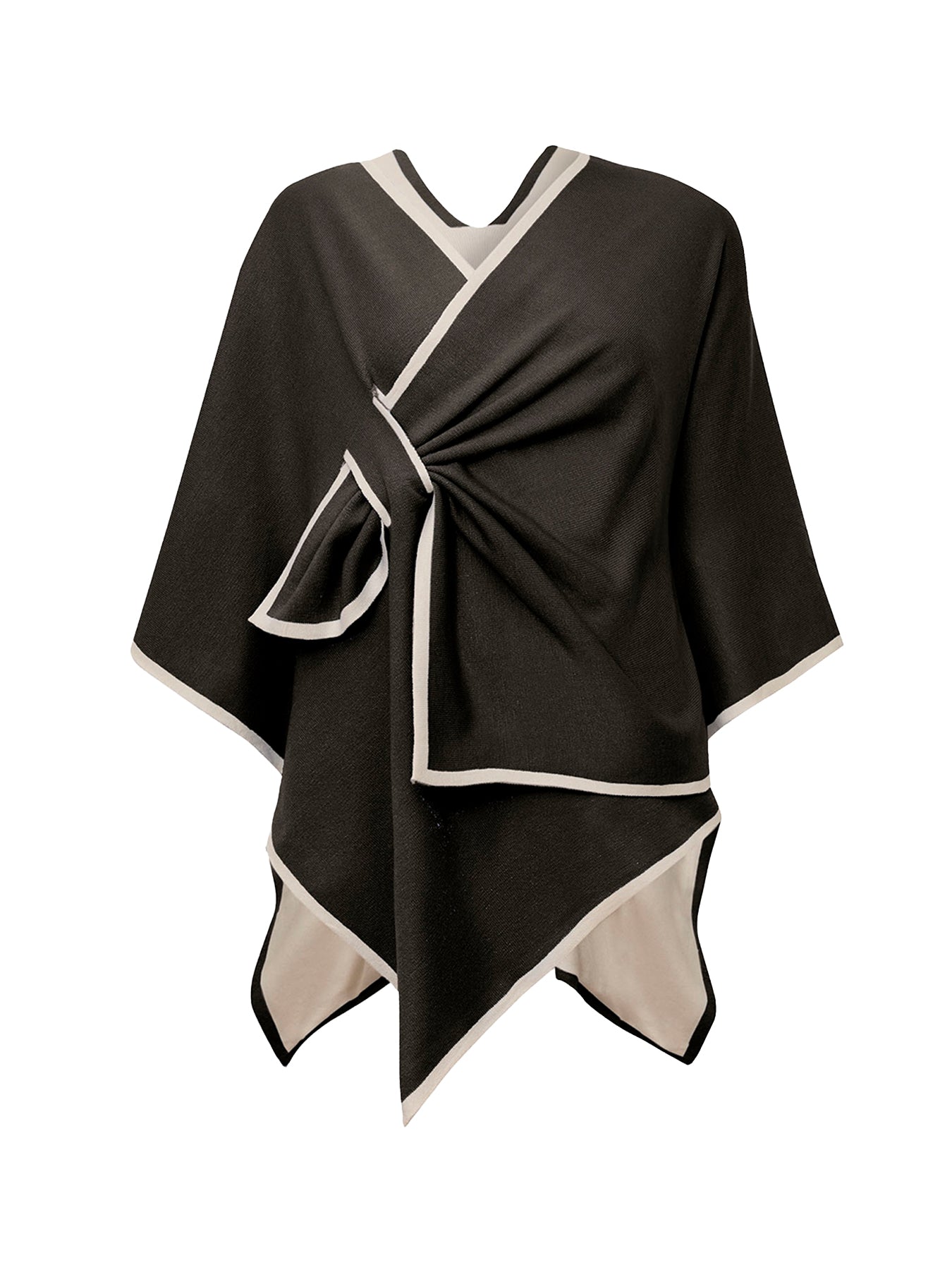 Front Knot Poncho Black