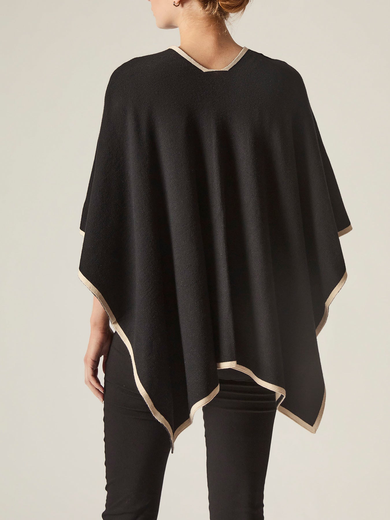 Front Knot Poncho Black