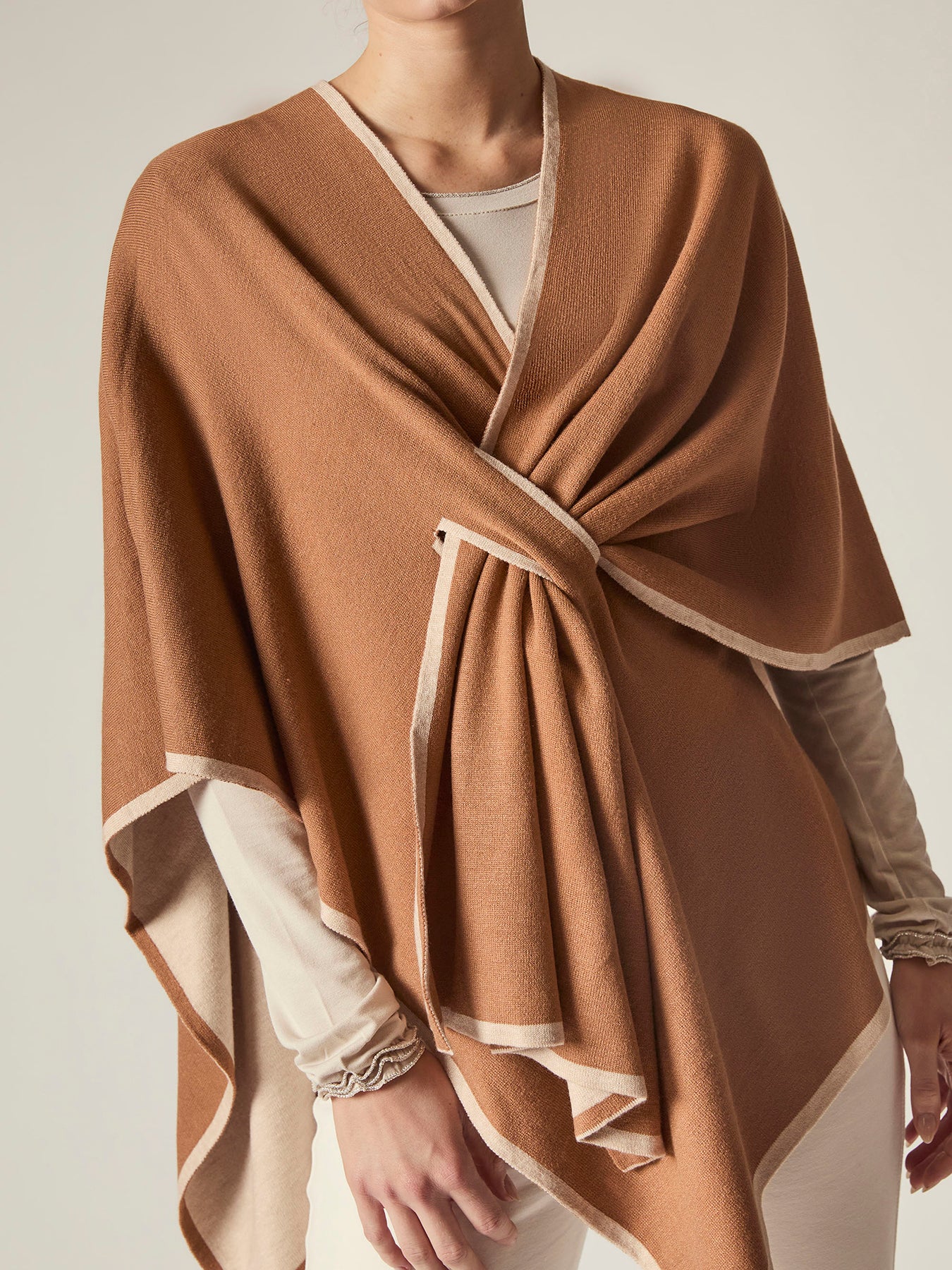 Front Knot Poncho Brown