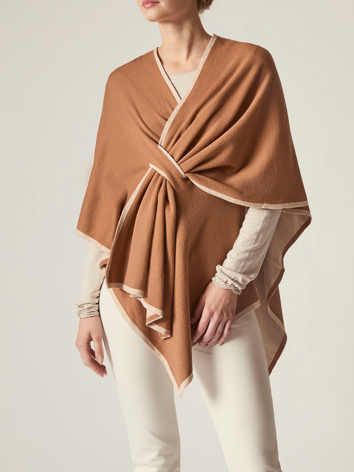Front Knot Poncho Brown