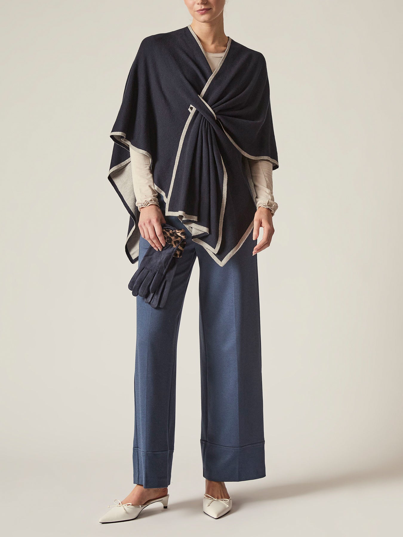 Front Knot Poncho Navy