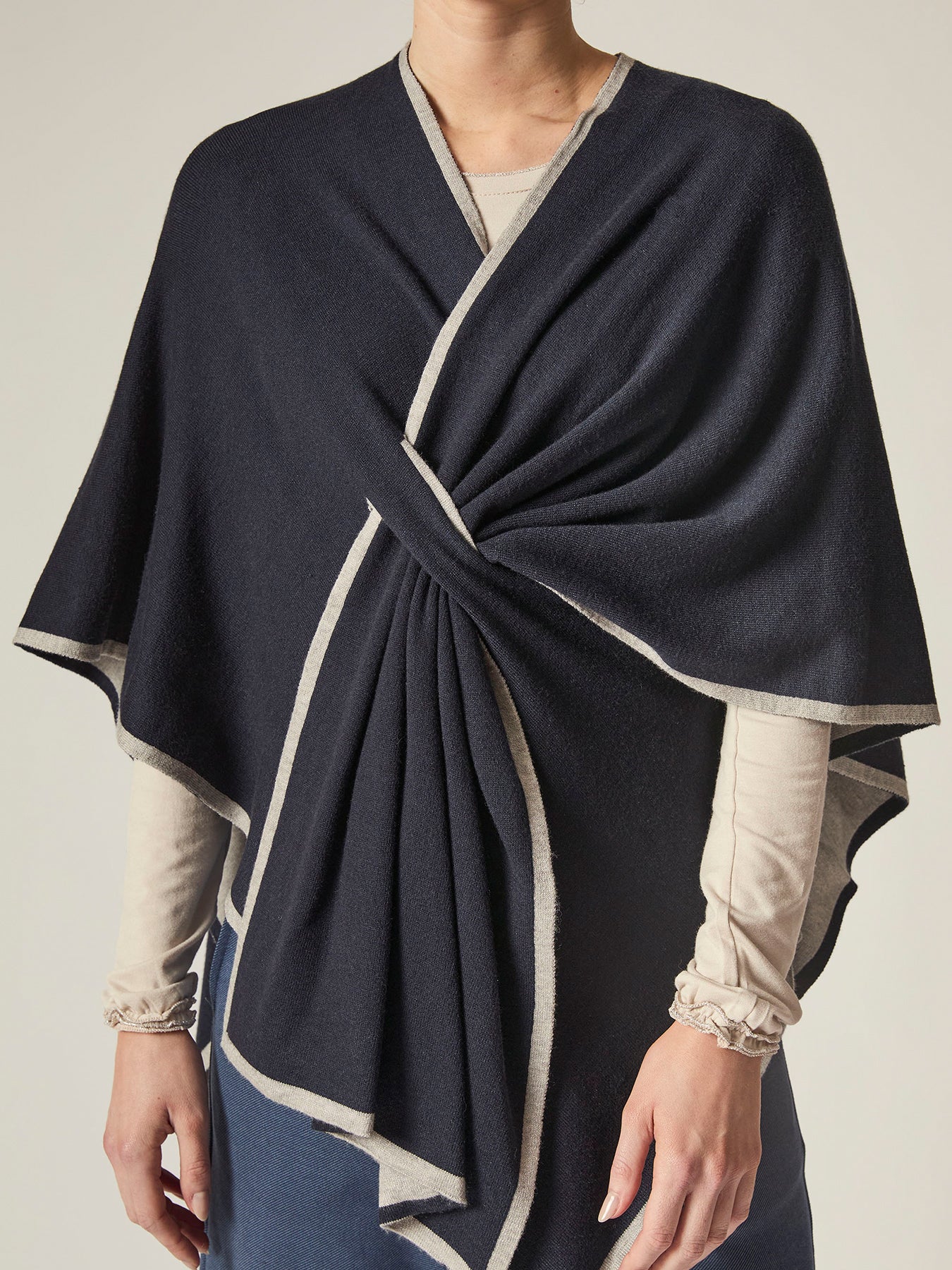 Front Knot Poncho Navy