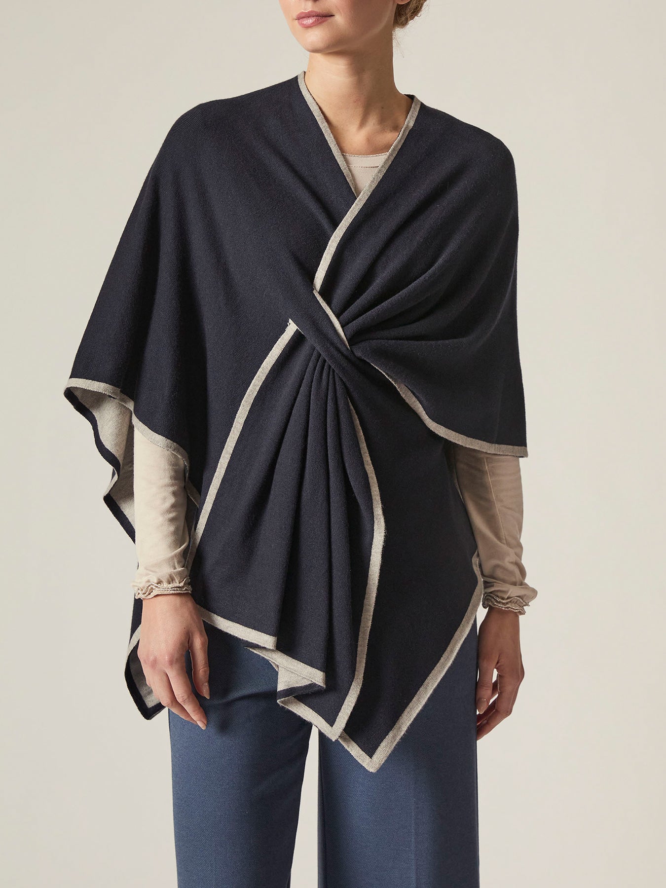 Front Knot Poncho Navy