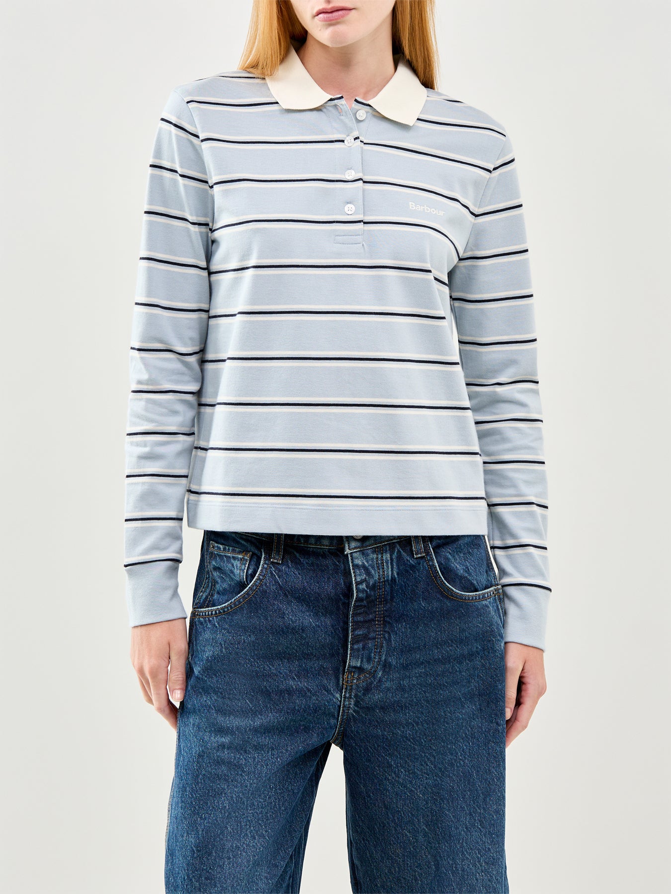Ashwell Long Sleeve Polo Top Blue