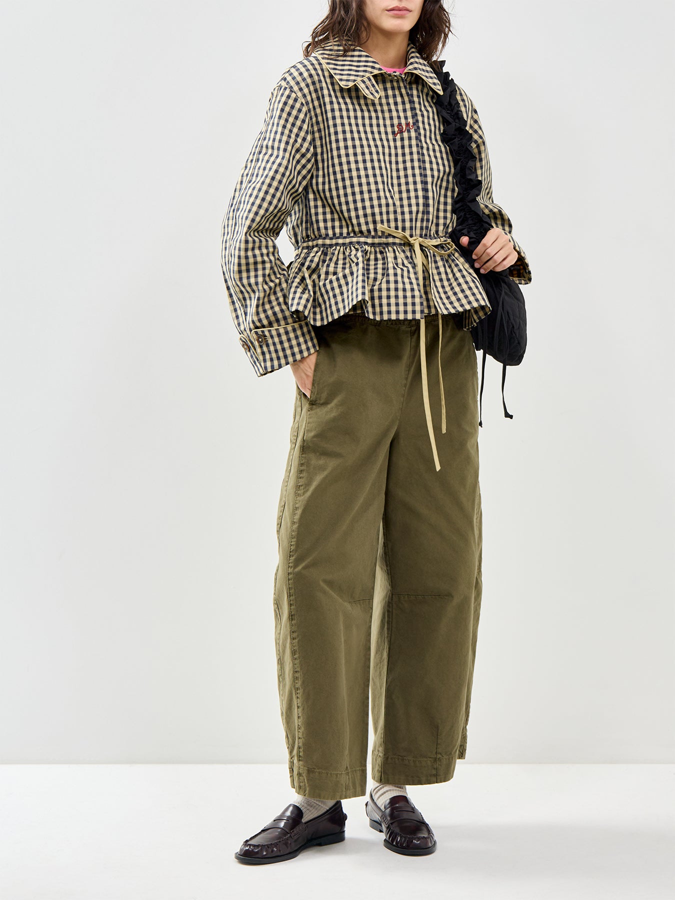 Myrtle Trench Coat Navy Gingham
