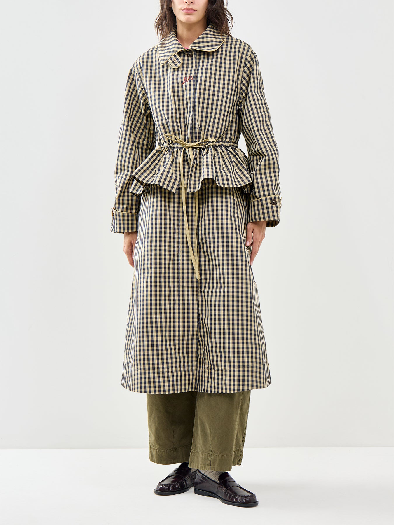 Myrtle Trench Coat Navy Gingham