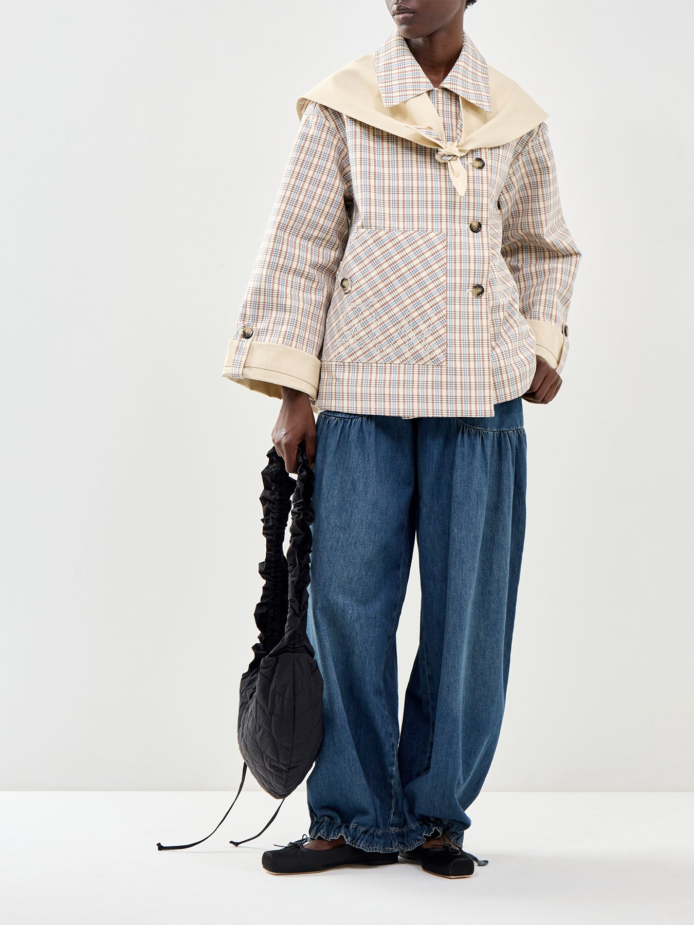 Jerry Reversible Cropped Trench Coat Ginger Check