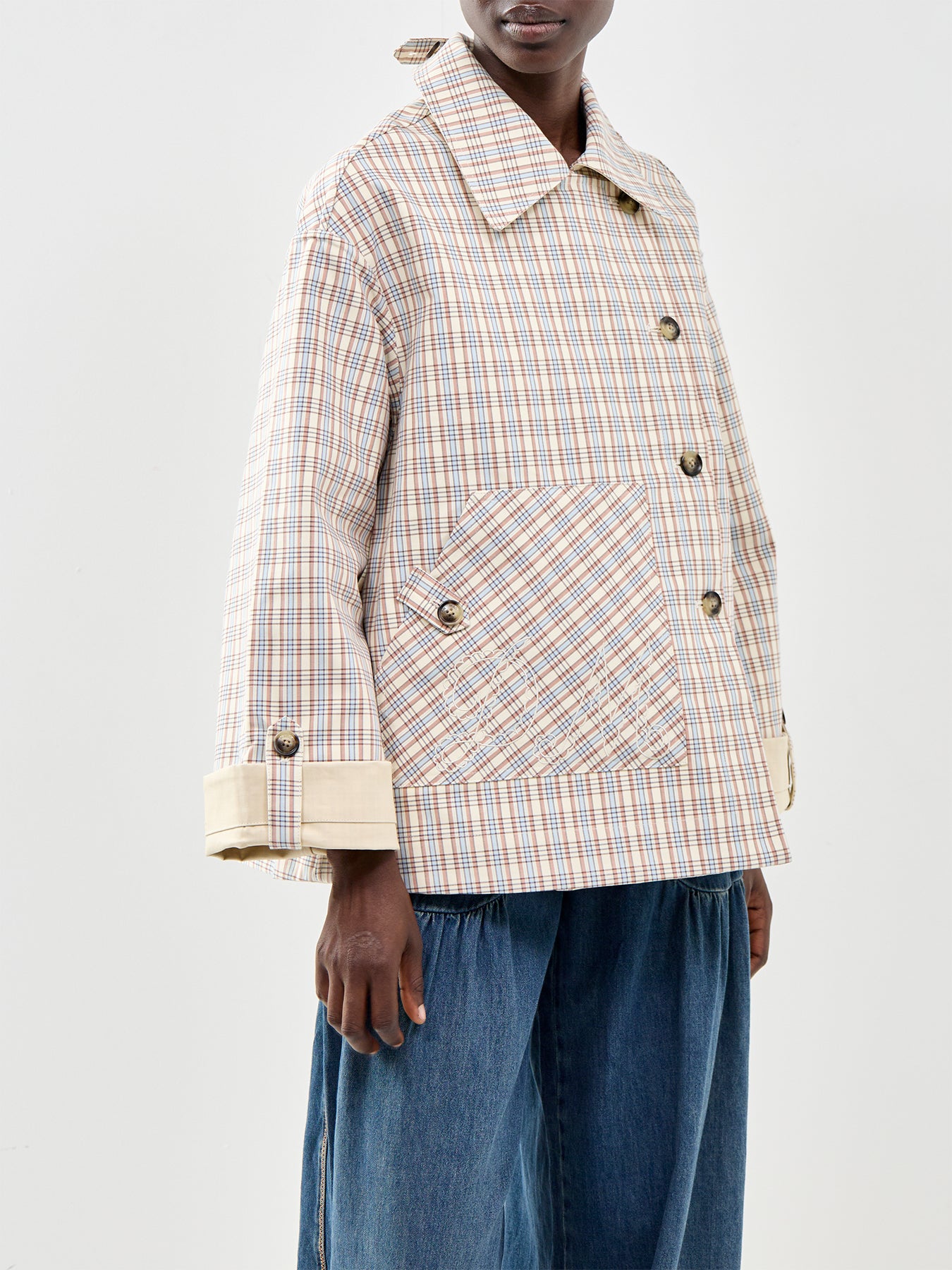 Jerry Reversible Cropped Trench Coat Ginger Check