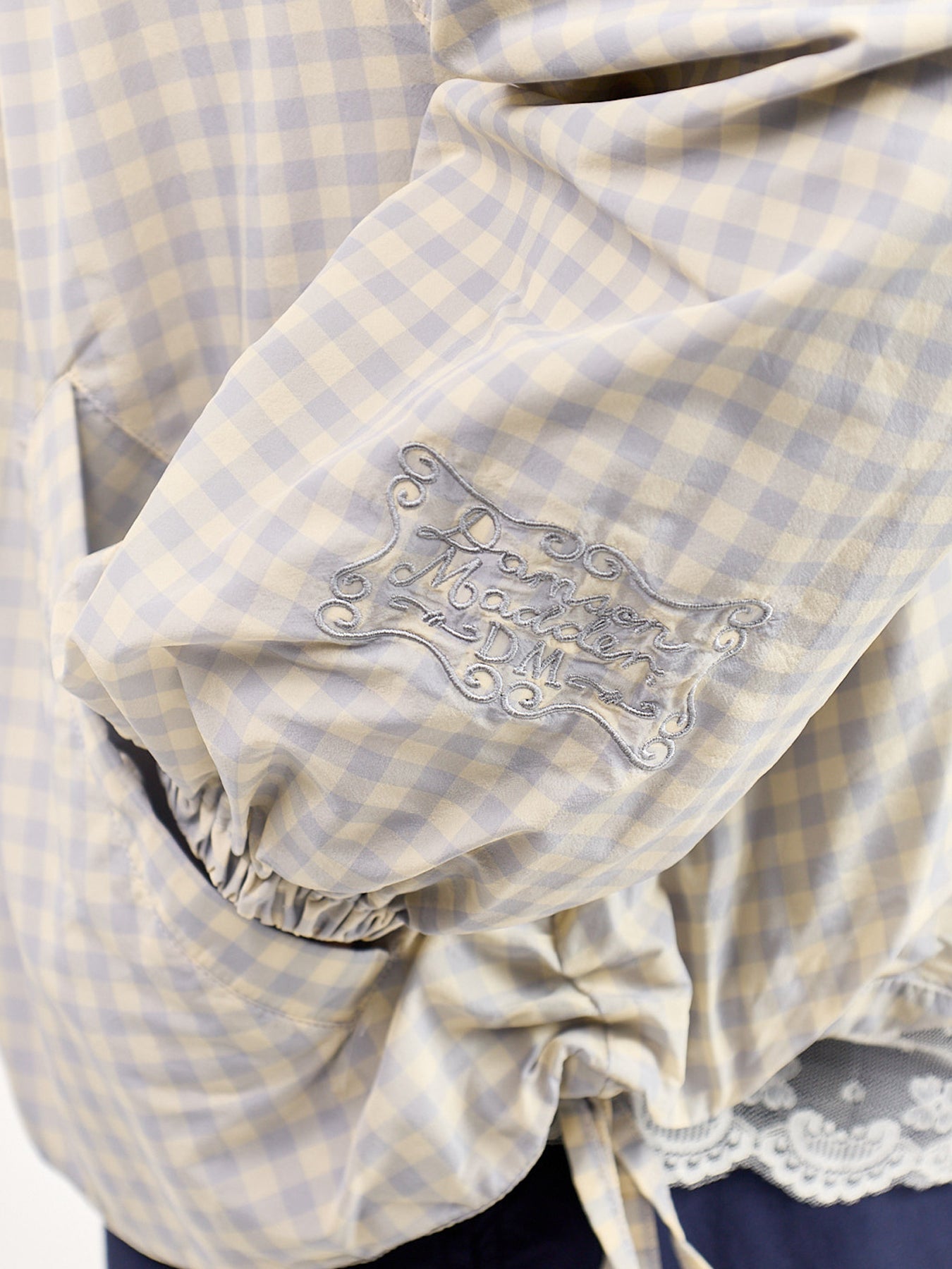 Lailah Lightweight Gingham Bomber Jacket Grey
