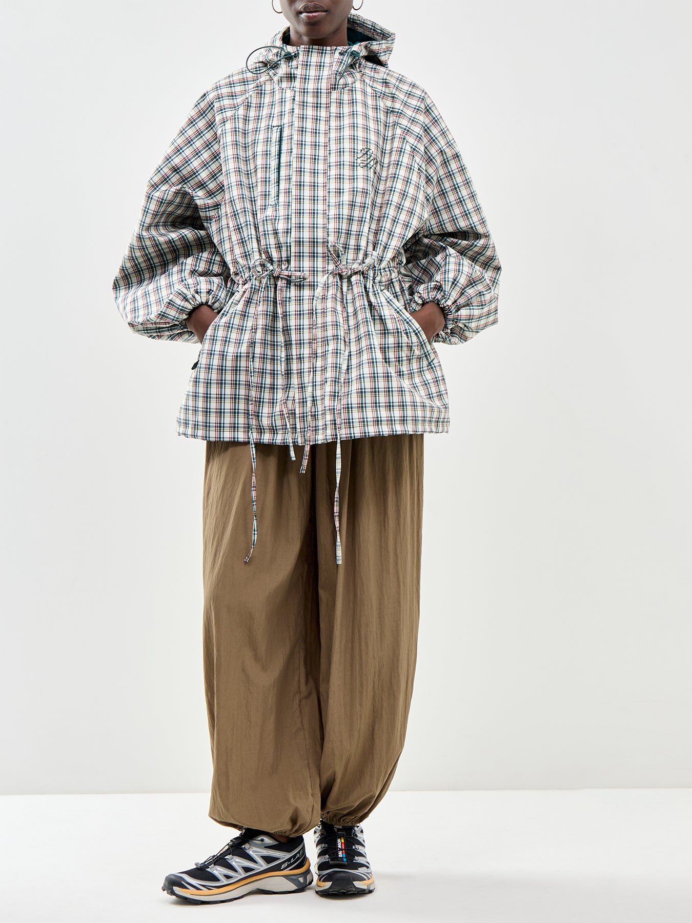 Liu Checked Hooded Waterproof Raincoat