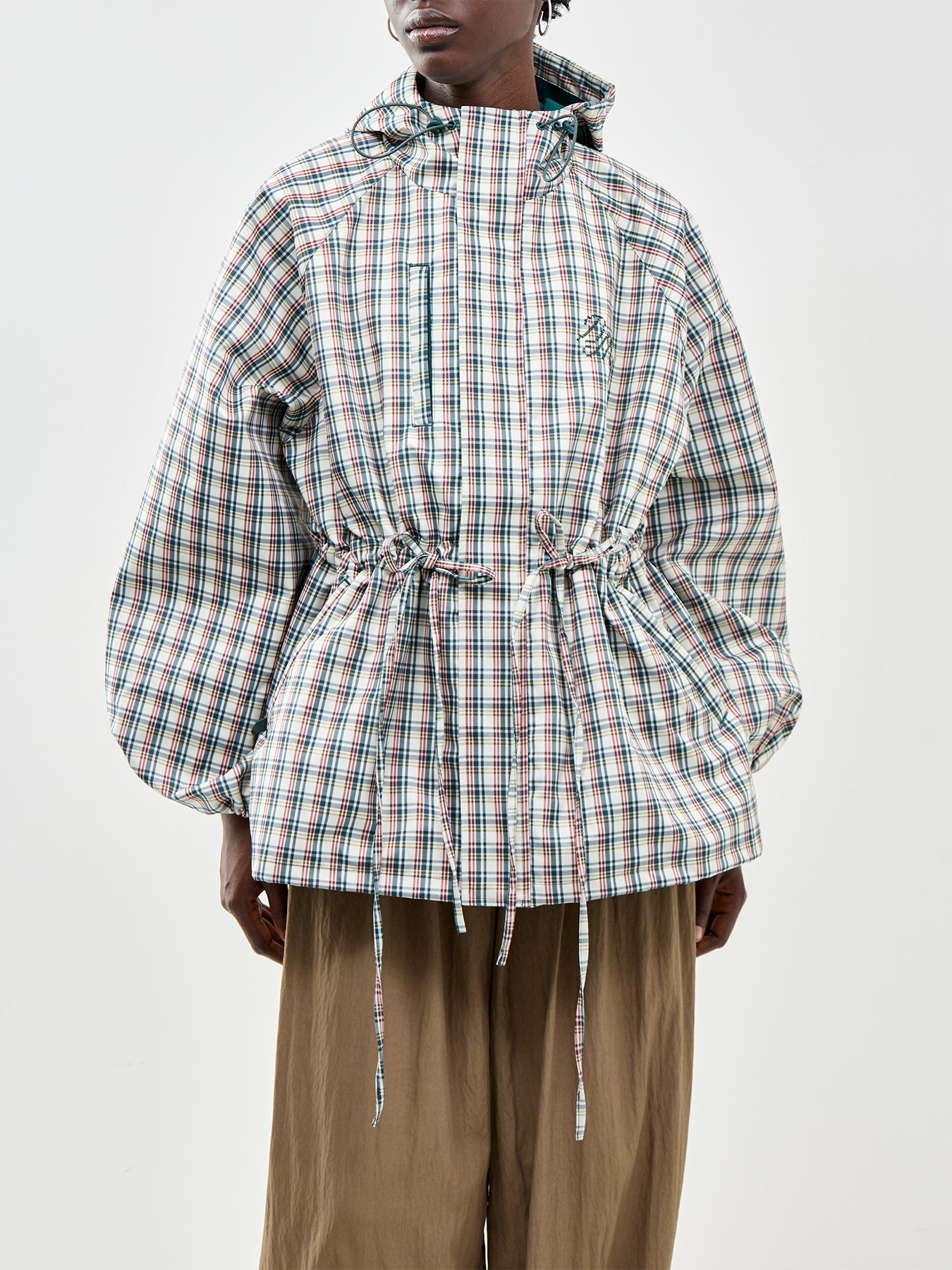 Liu Checked Hooded Waterproof Raincoat
