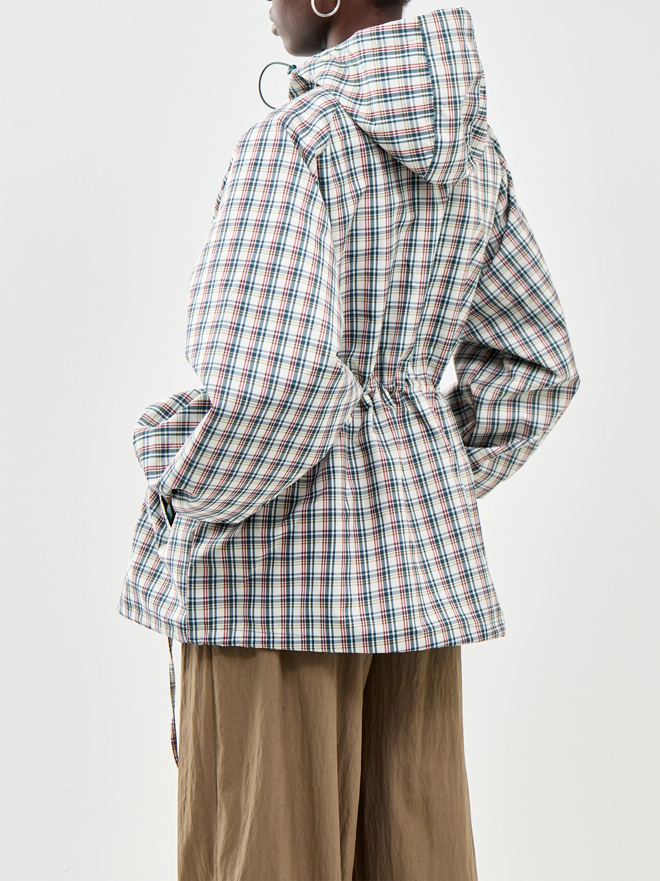Liu Checked Hooded Waterproof Raincoat