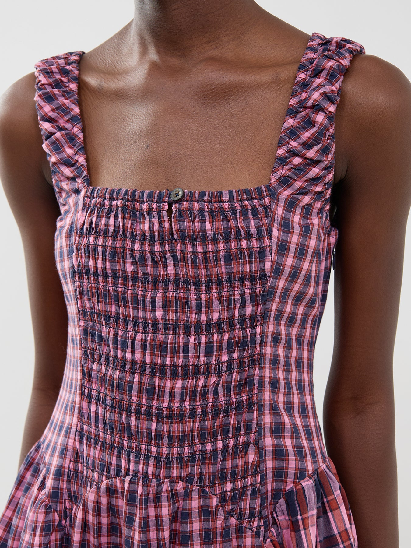 Mallory Magenta Check Midi Dress