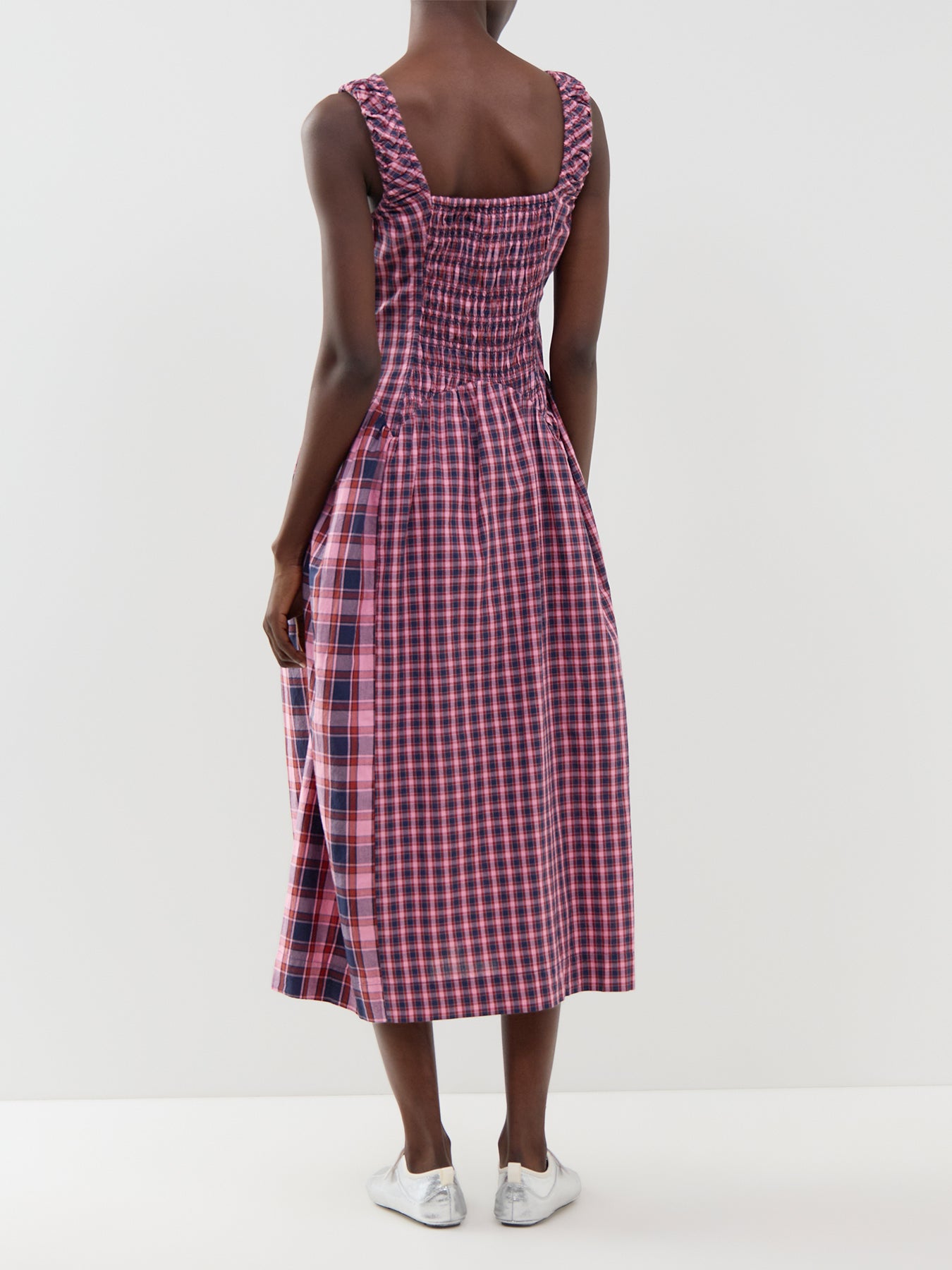 Mallory Magenta Check Midi Dress