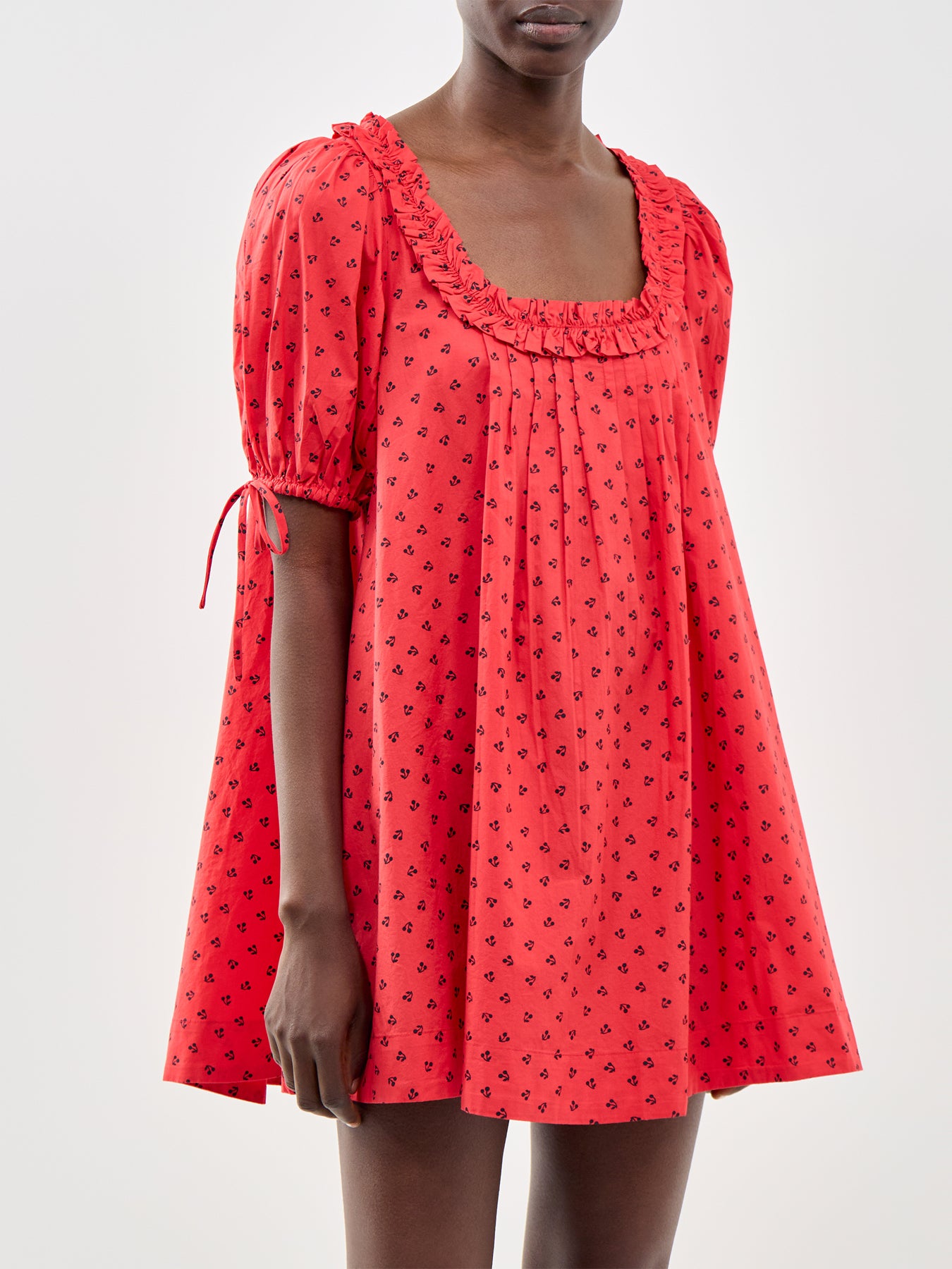Jemima Cherry Print Mini Dress Red